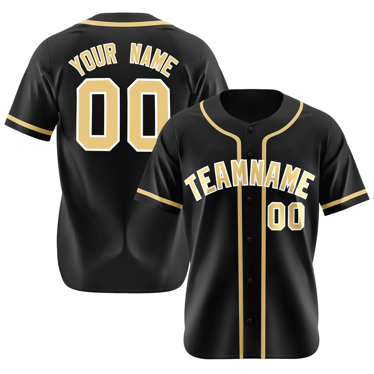 Custom Black Khaki Classic Style Authentic Baseball Jersey