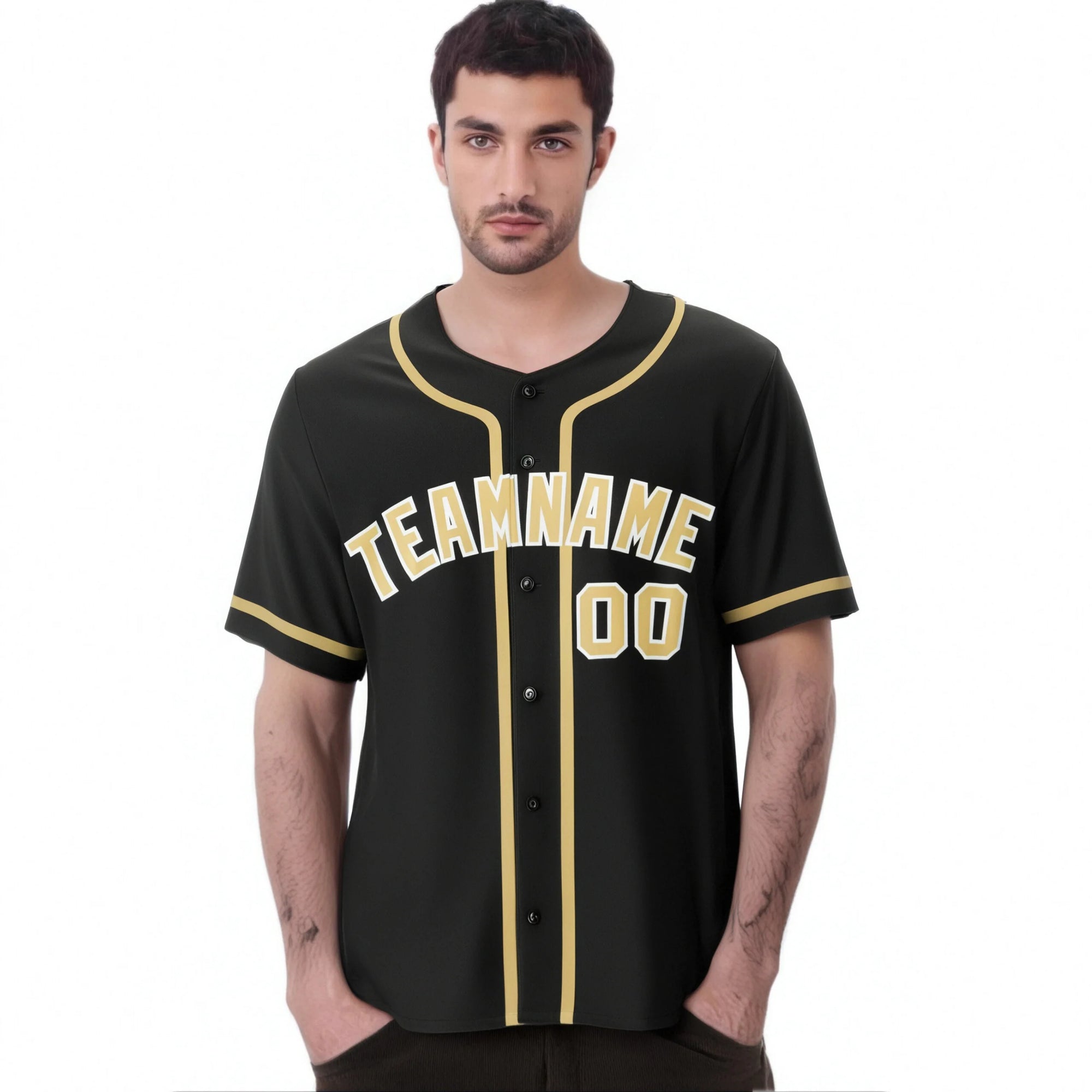 Custom Black Khaki Classic Style Authentic Baseball Jersey