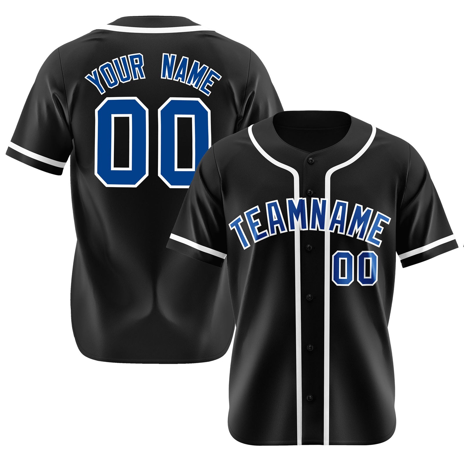 Custom Black Royal Blue-White Classic Style Authentic Baseball Jersey
