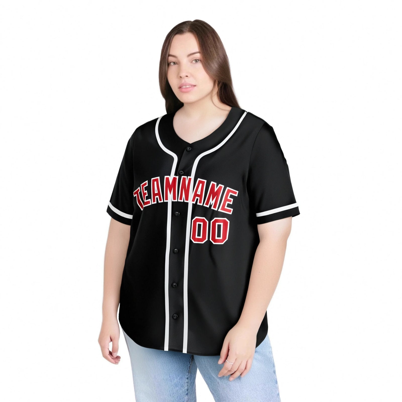 Custom Black Red-White Classic Style Authentic Baseball Jersey