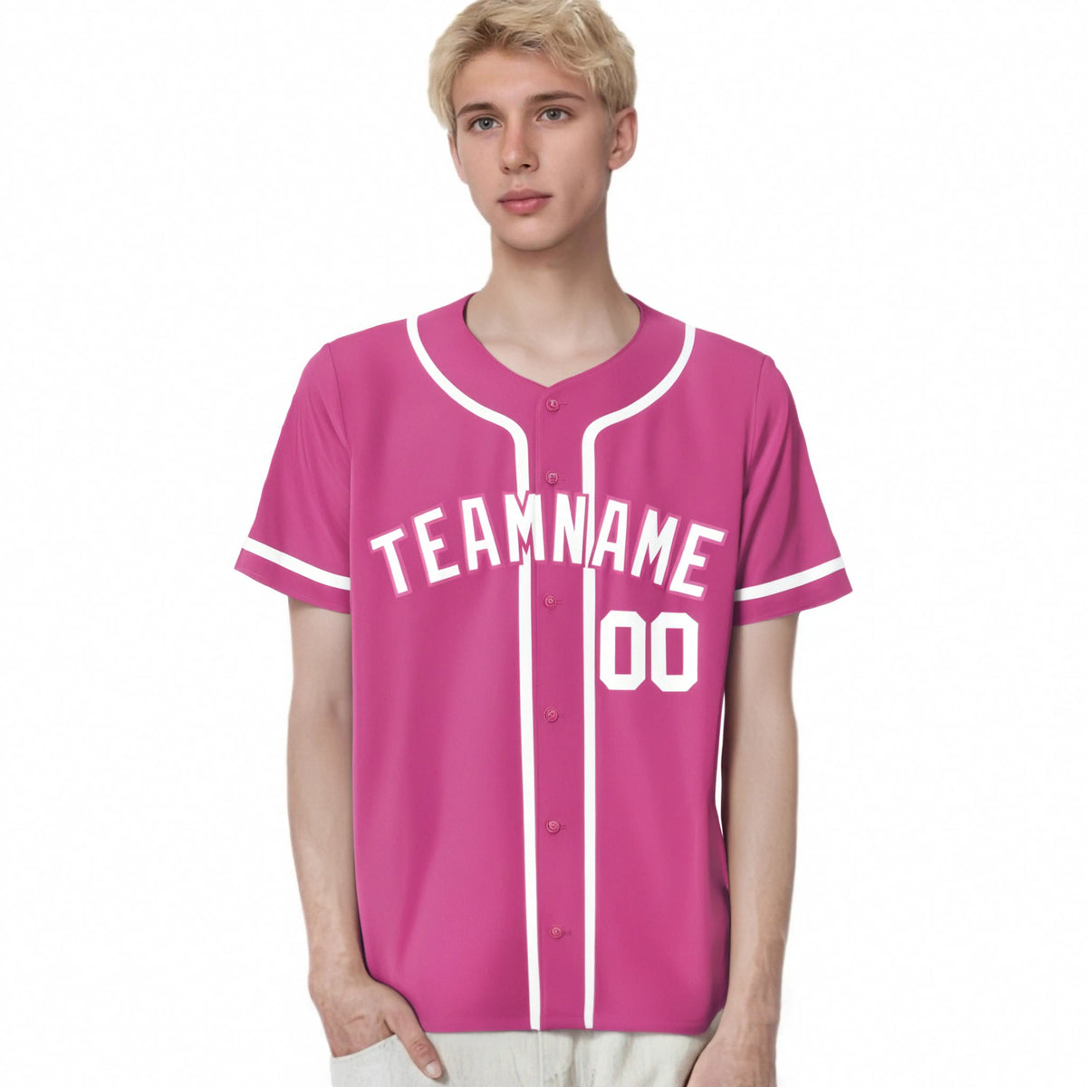 Custom Pink White Classic Style Authentic Baseball Jersey