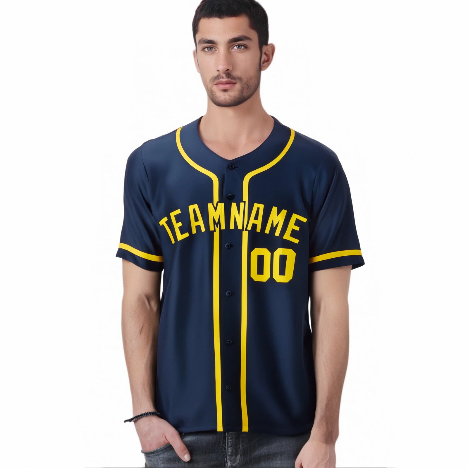 Custom Navy Gold Classic Style Authentic Baseball Jersey