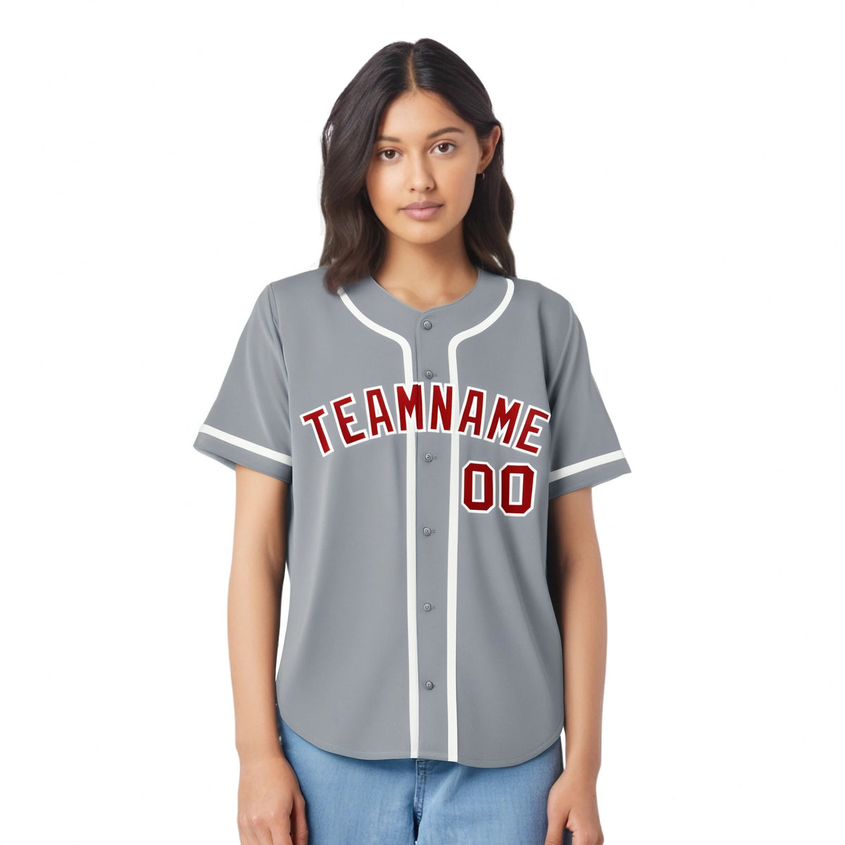 Custom Gray Red-White Classic Style Authentic Baseball Jersey