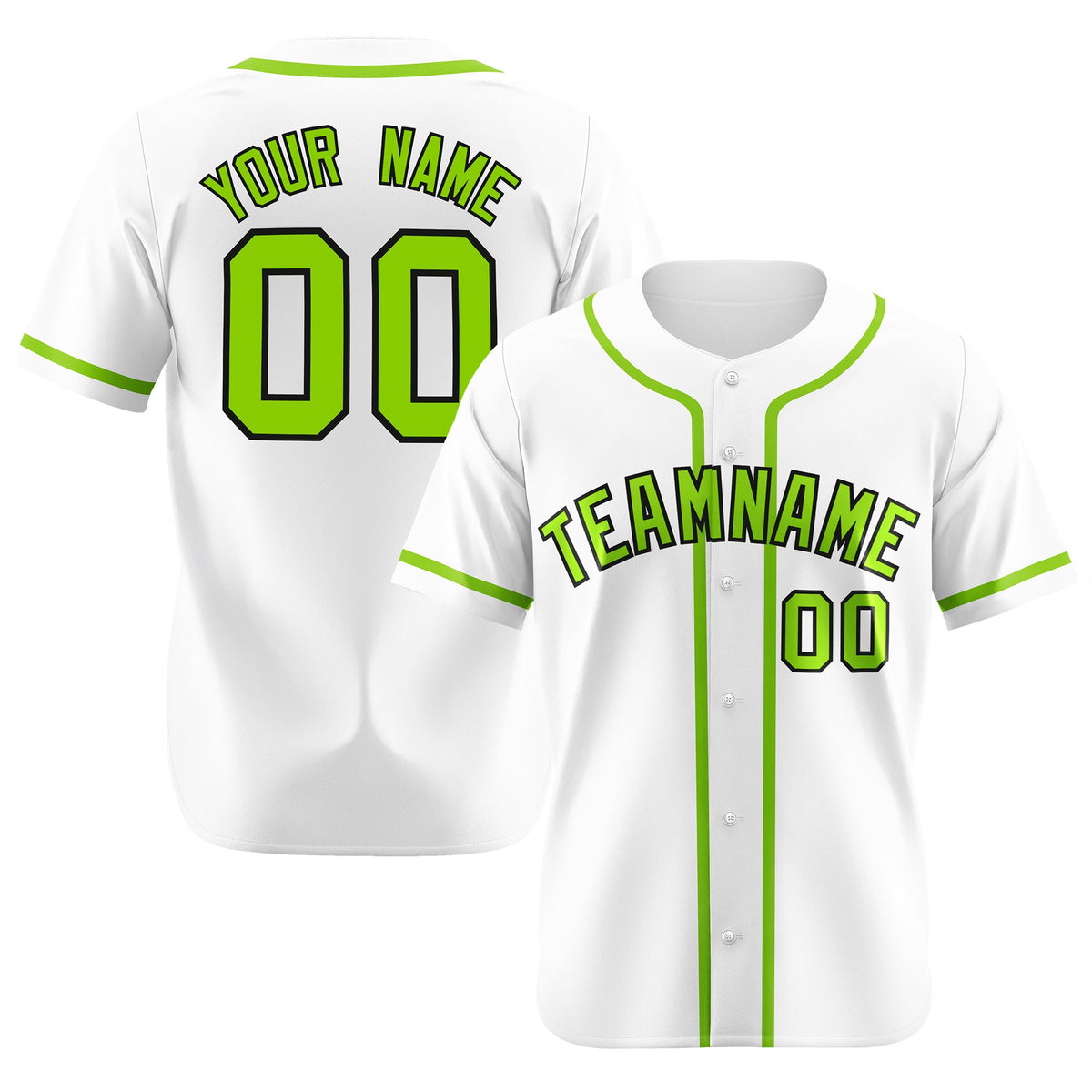 Custom White Neon Green Classic Style Authentic Baseball Jersey