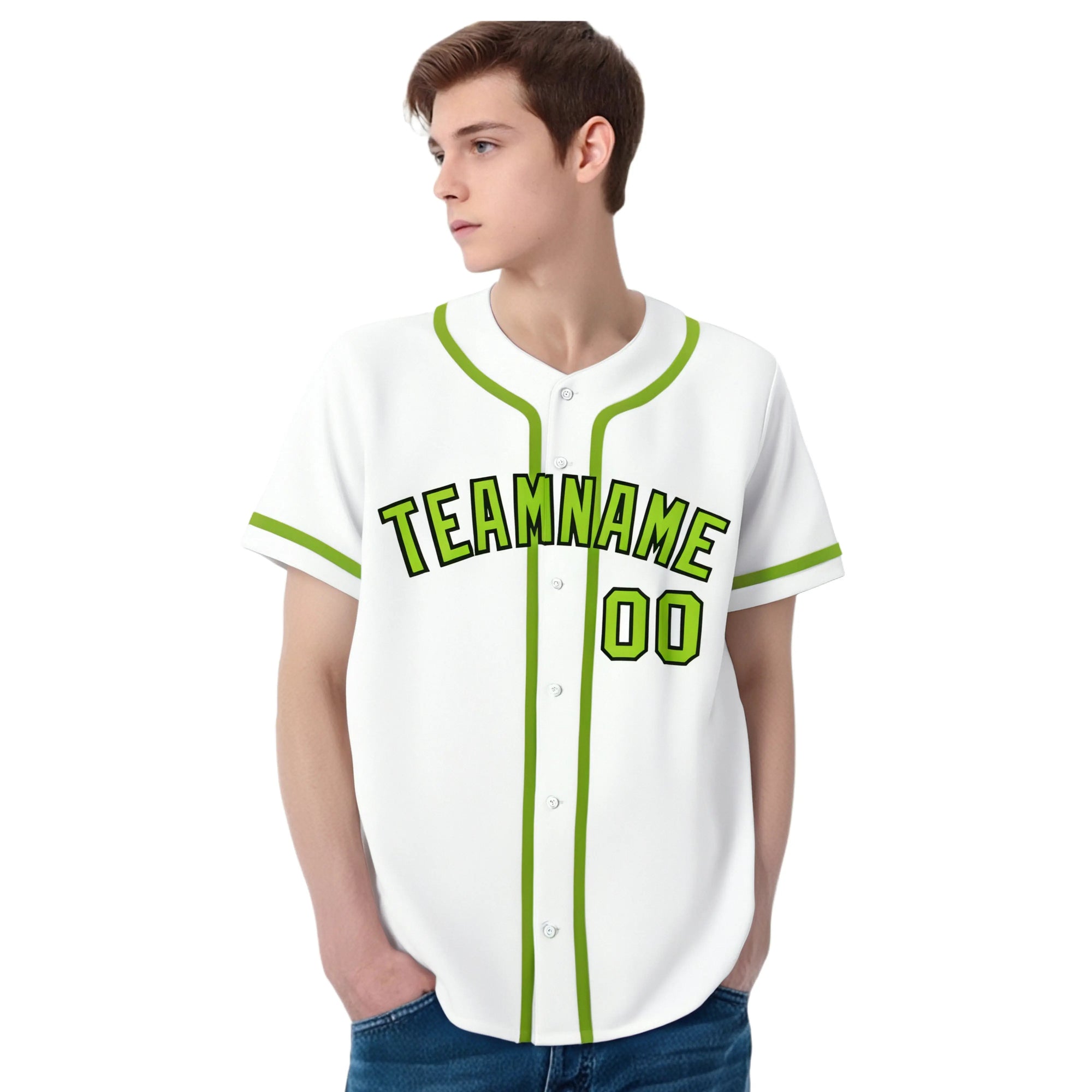 Custom White Neon Green Classic Style Authentic Baseball Jersey