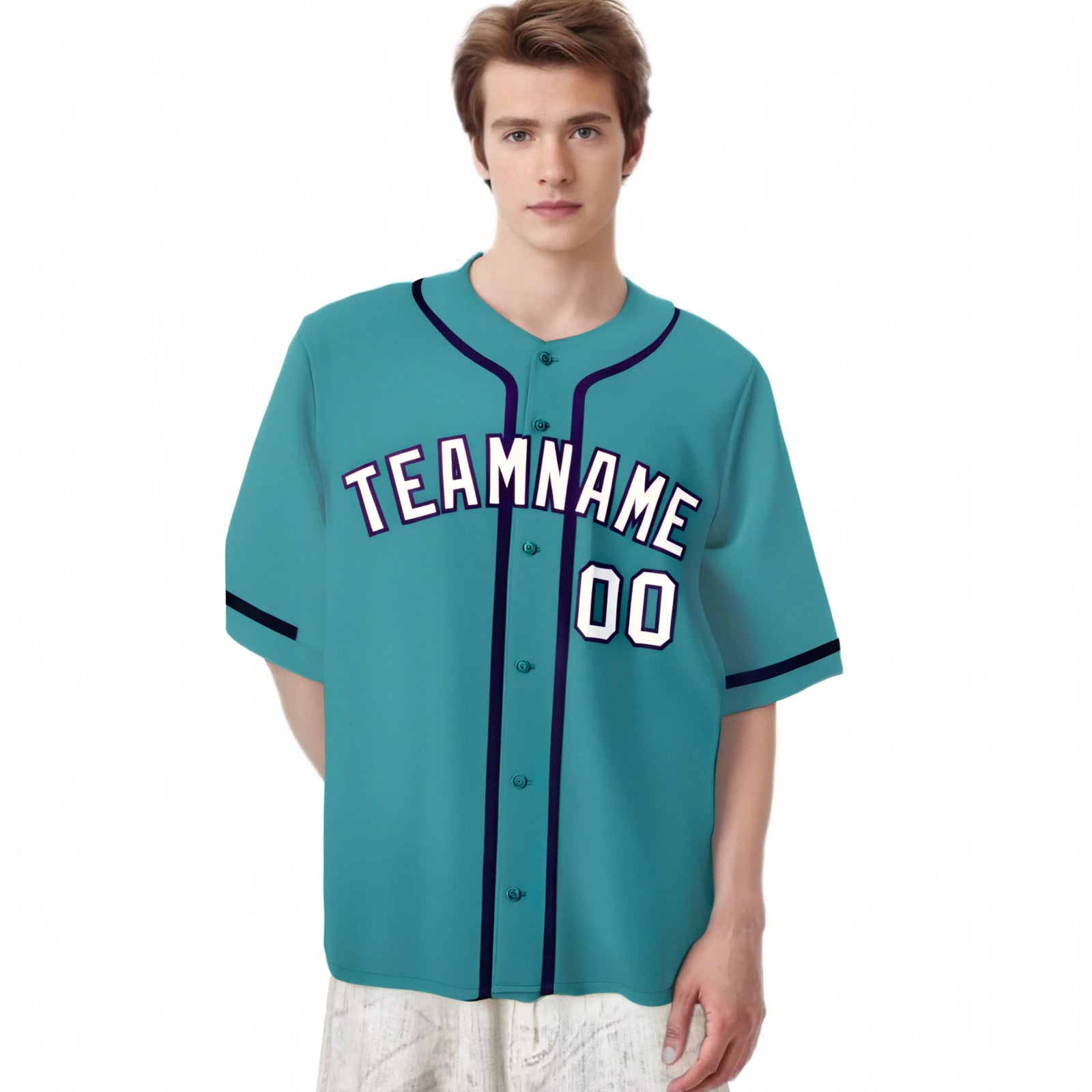 Custom Aqua White-Purple Classic Style Authentic Baseball Jersey