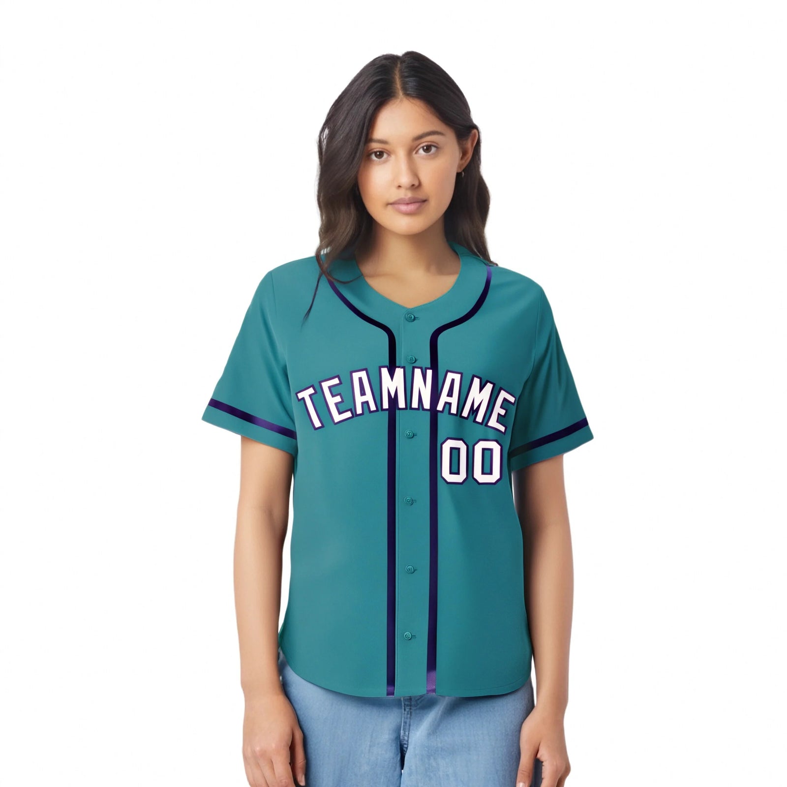 Custom Aqua White-Purple Classic Style Authentic Baseball Jersey