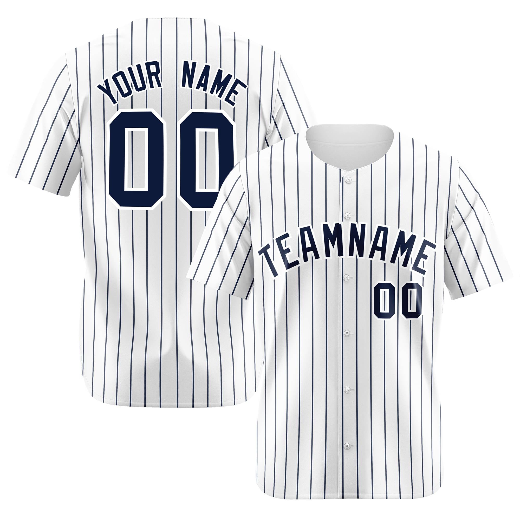 Custom White Navy Pinstripe Authentic Baseball Jersey