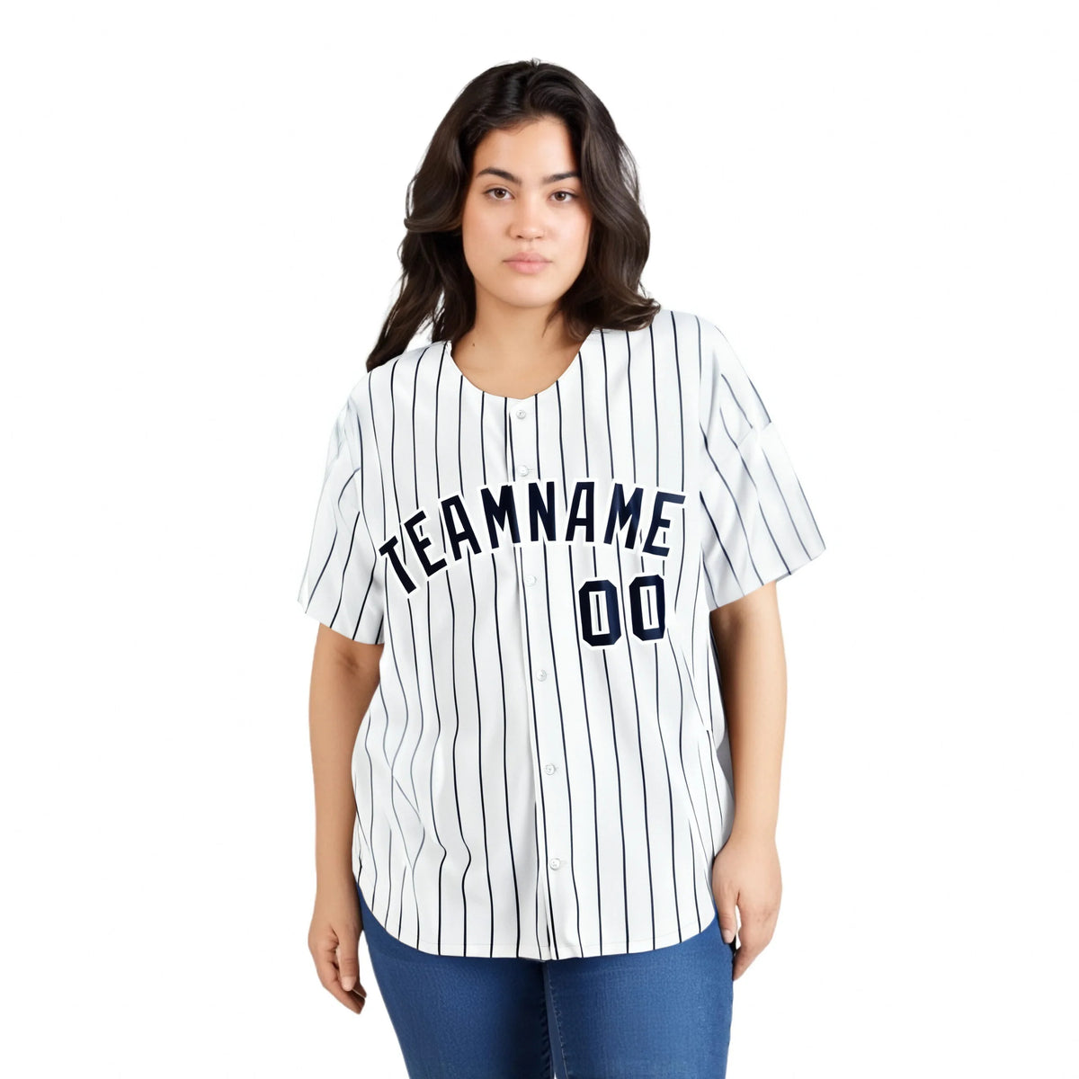 Custom White Navy Pinstripe Authentic Baseball Jersey