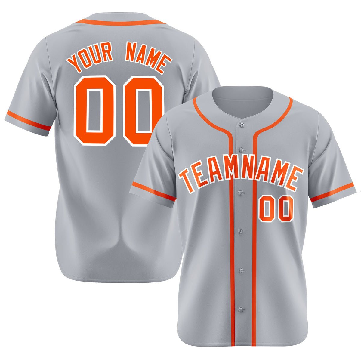 Custom Gray Orange Classic Style Authentic Baseball Jersey