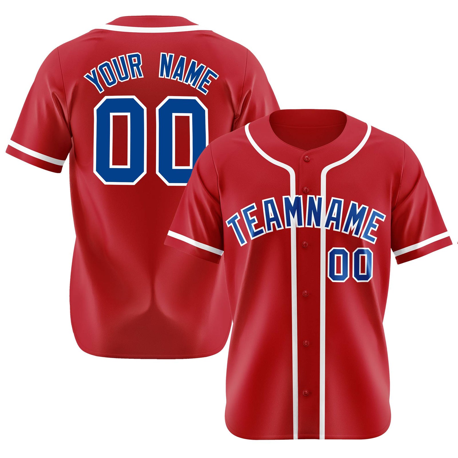 Custom Red Royal Blue-White Classic Style Authentic Baseball Jersey