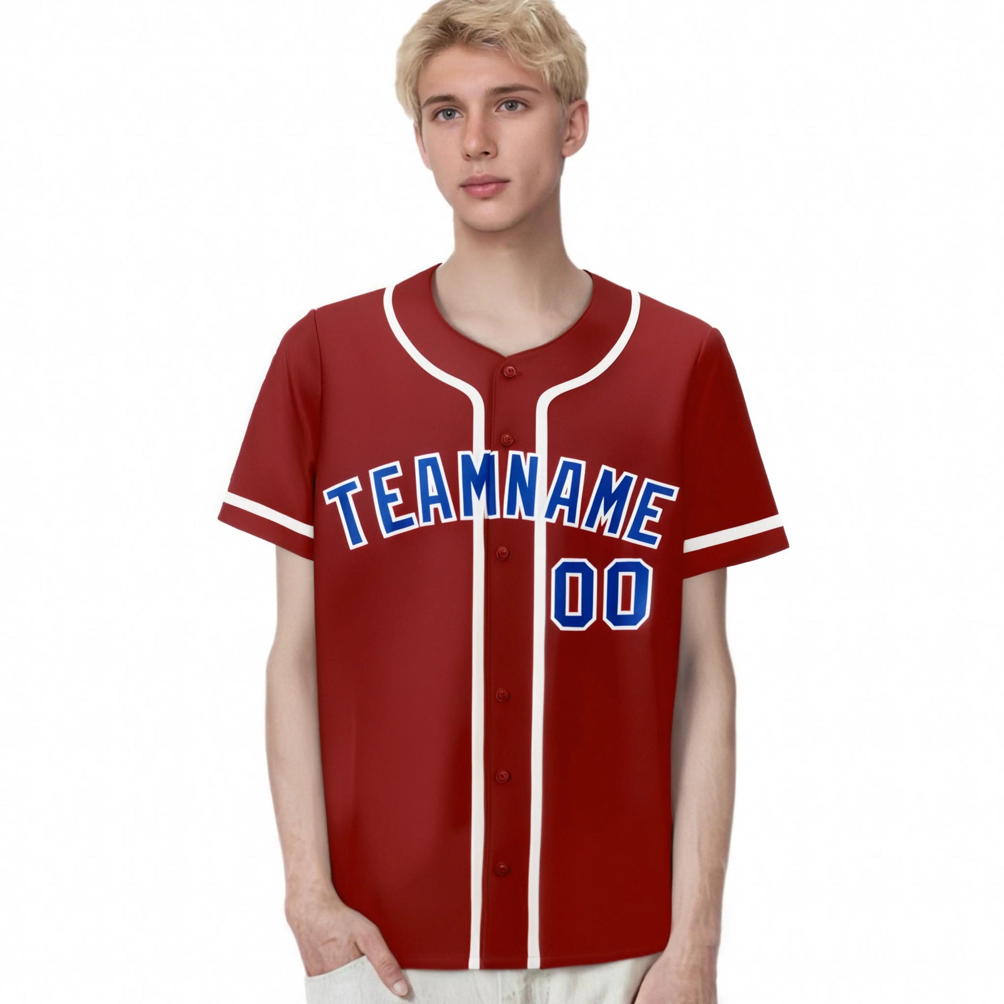 Custom Red Royal Blue-White Classic Style Authentic Baseball Jersey