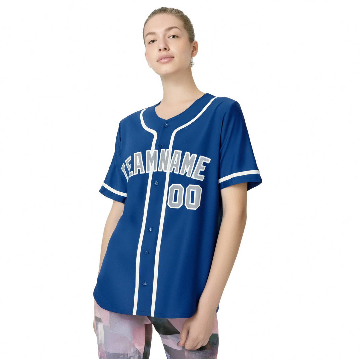 Custom Blue Gray-White Classic Style Authentic Baseball Jersey