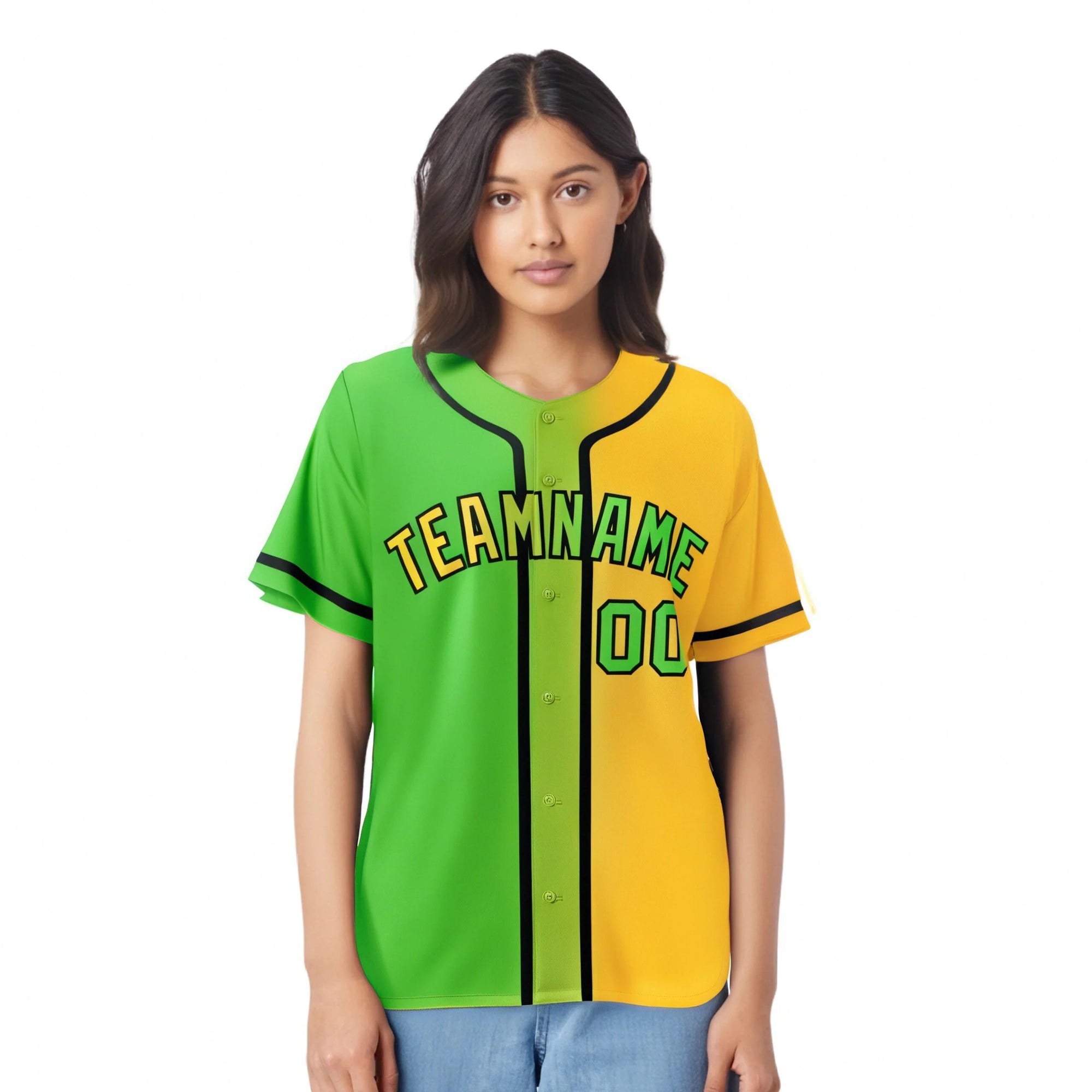 Custom Green Yellow Gradient Style Authentic Baseball Jersey