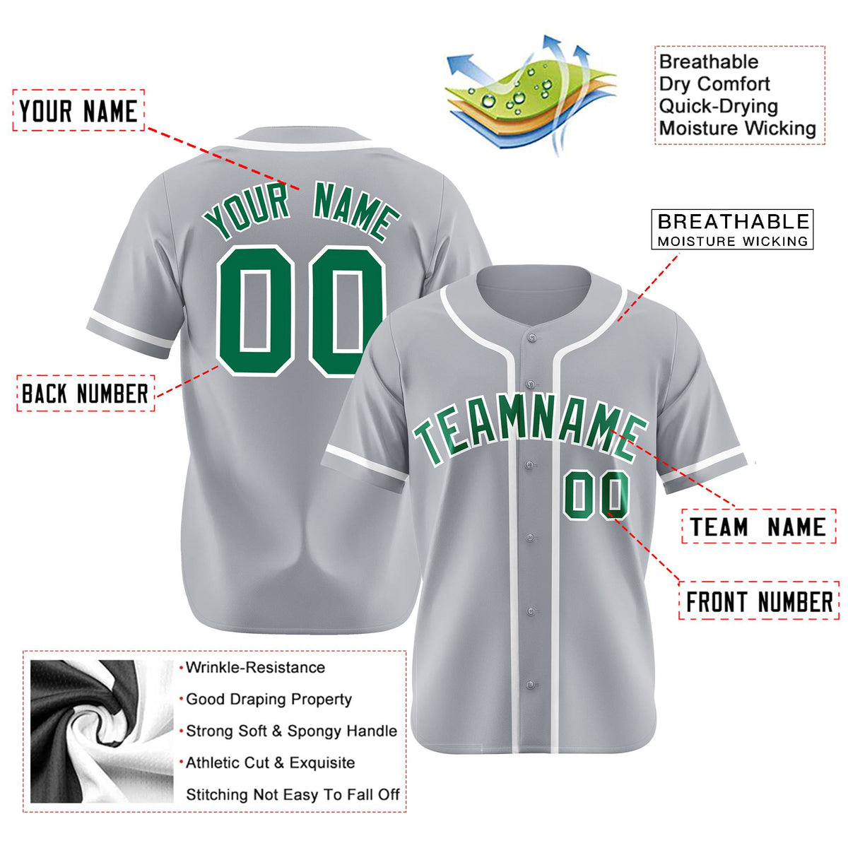 Custom Gray White Classic Style Authentic Baseball Jersey