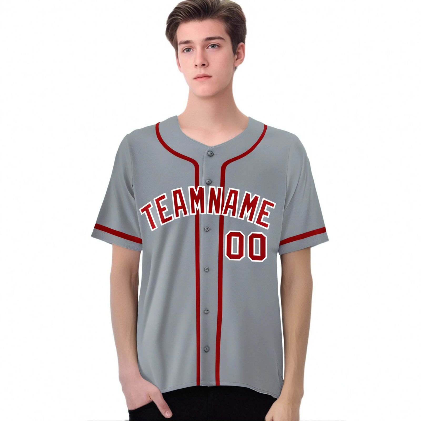 Custom Gray Red-White Classic Style Authentic Baseball Jersey
