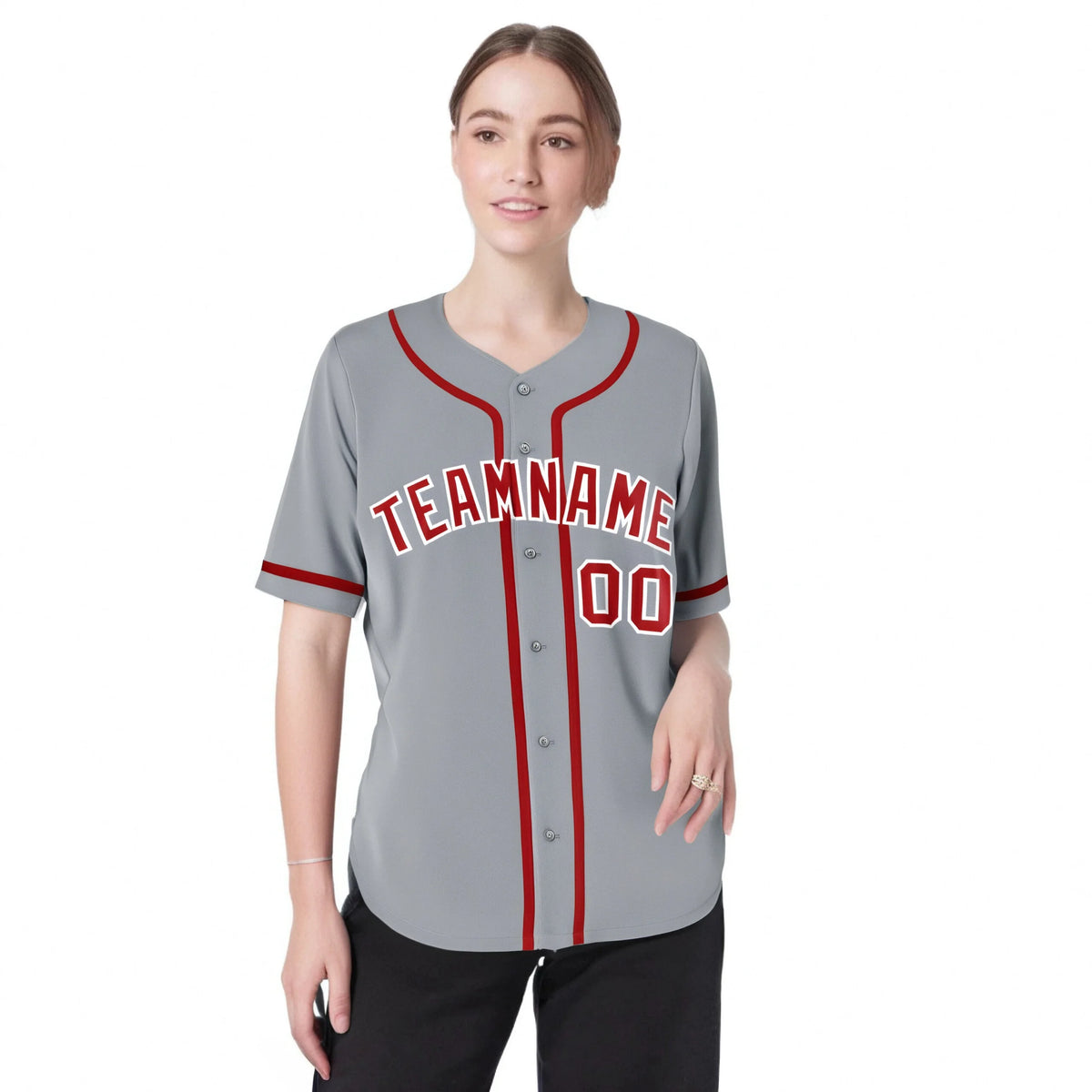 Custom Gray Red-White Classic Style Authentic Baseball Jersey