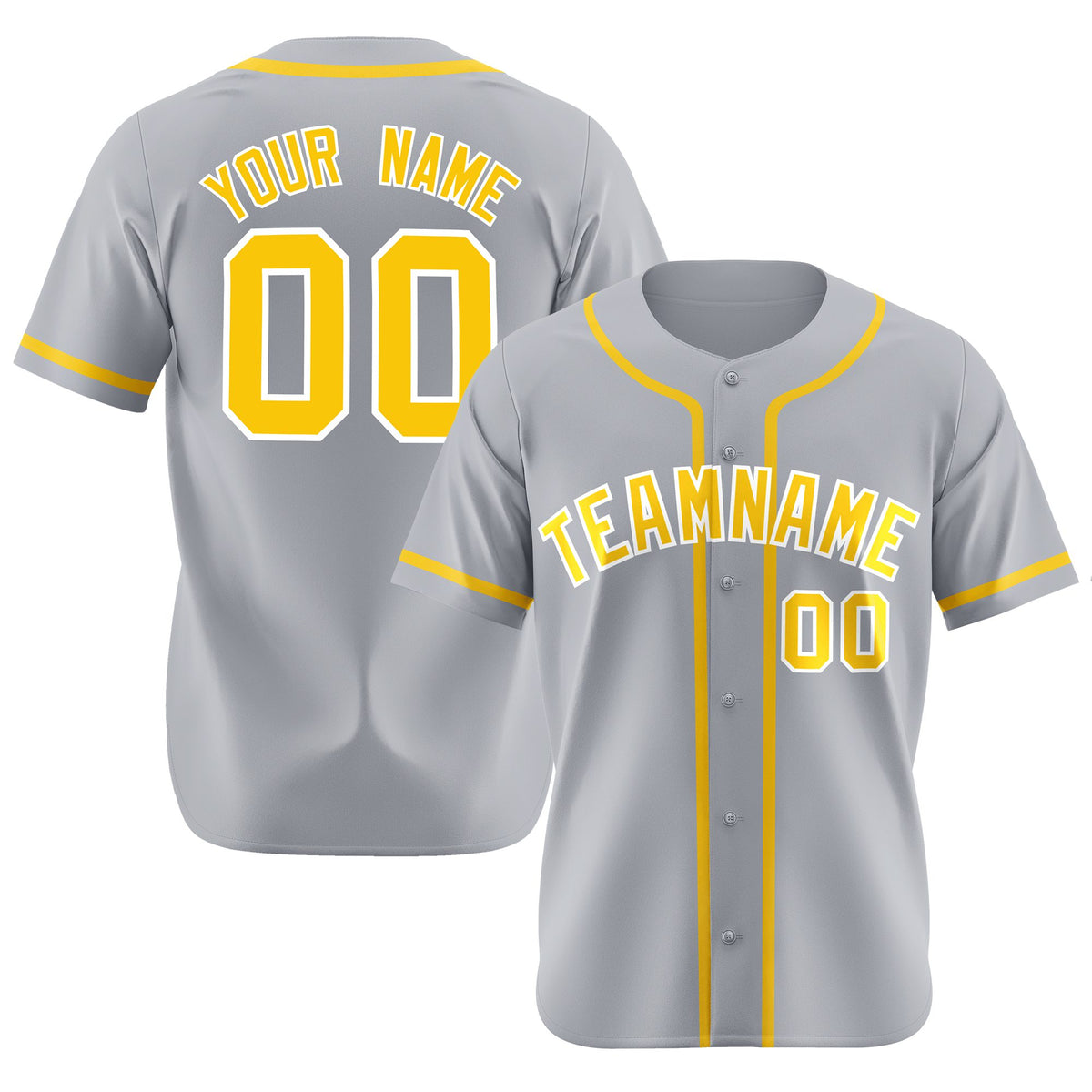 Custom Gray Gold-White Classic Style Authentic Baseball Jersey