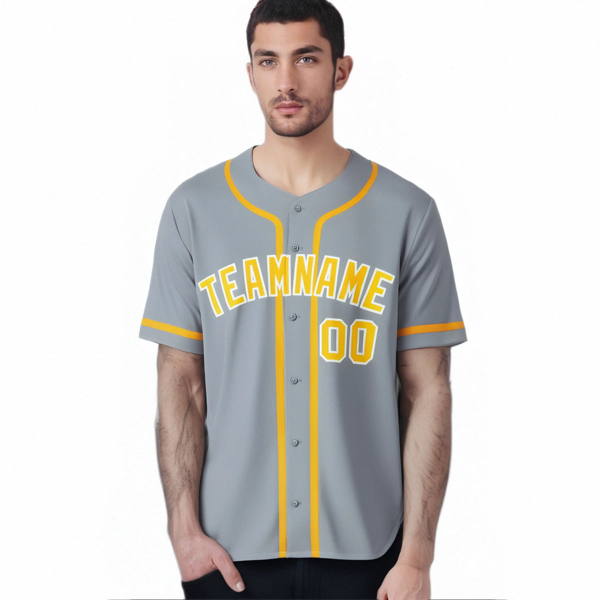 Custom Gray Gold-White Classic Style Authentic Baseball Jersey