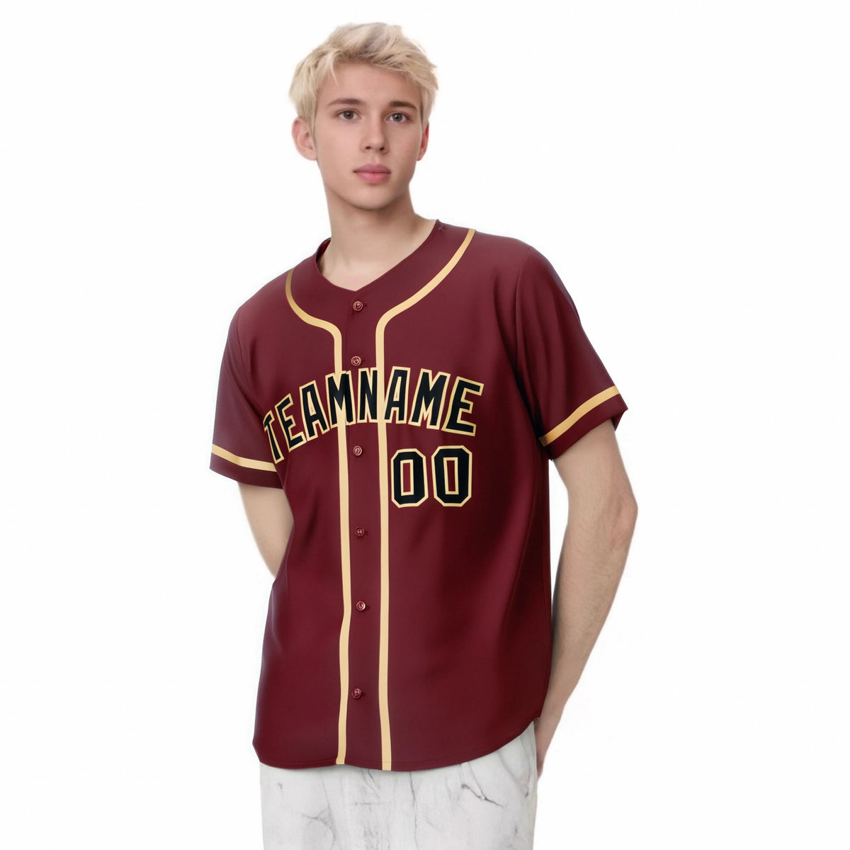 Custom Crimson khaki-Black Classic Style Authentic Baseball Jersey