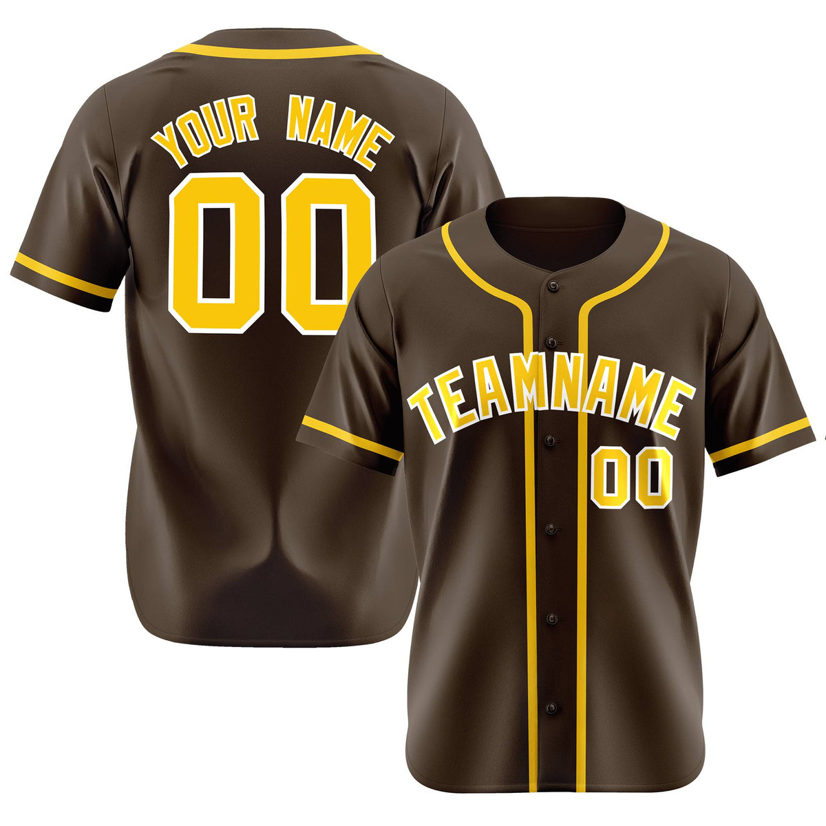 Custom Brown Glod Classic Style Authentic Baseball Jersey