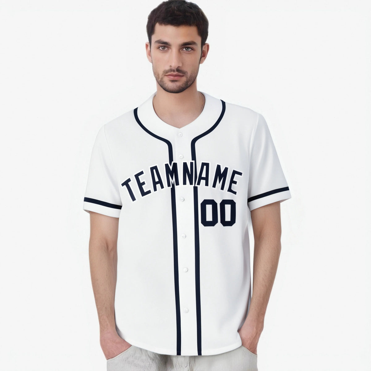 Custom White Navy Classic Style Authentic Baseball Jersey