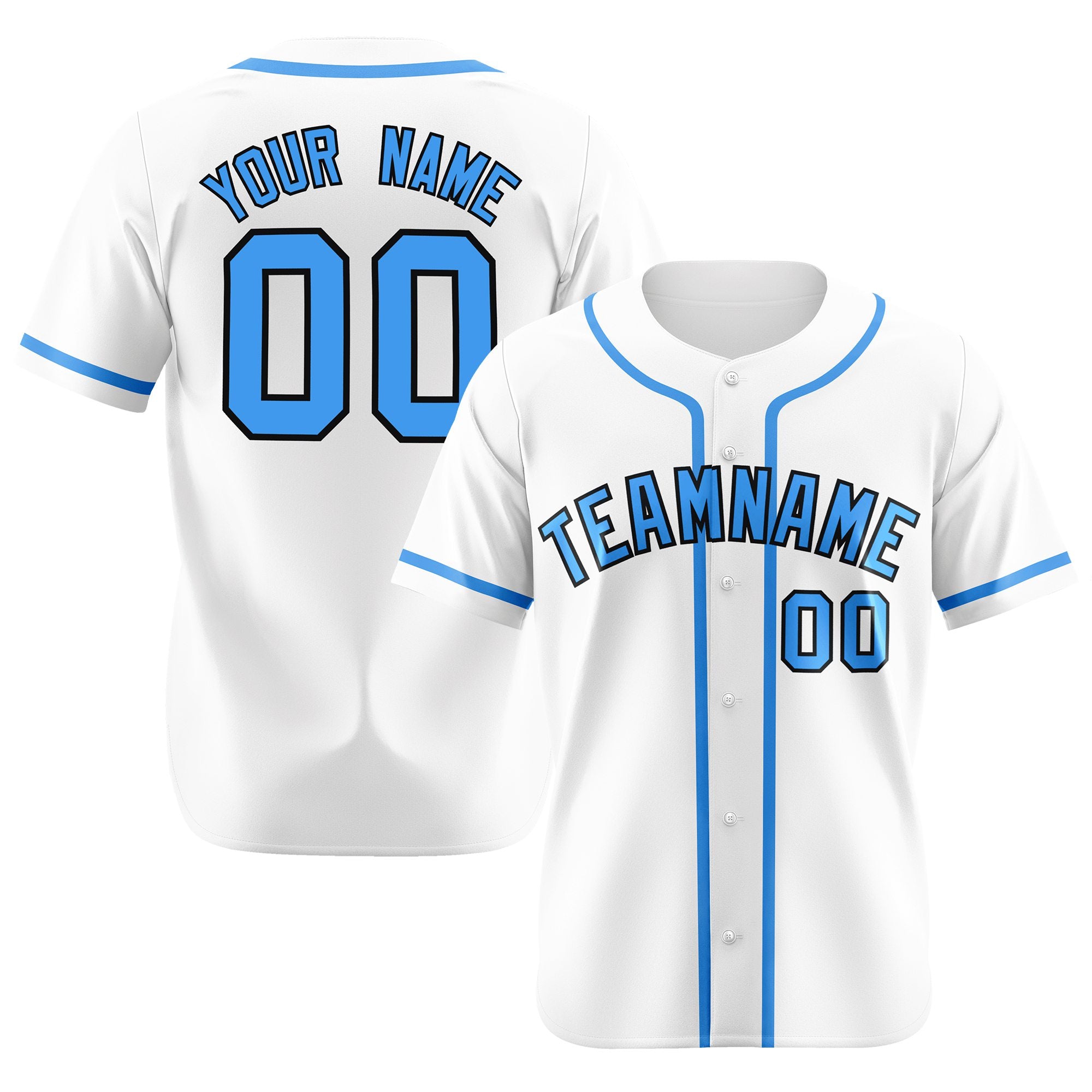 Custom White Powder Blue Classic Style Authentic Baseball Jersey