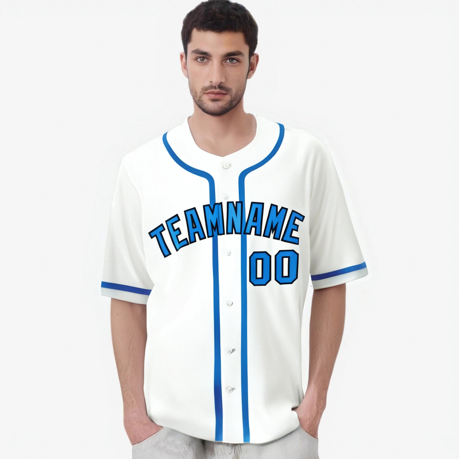 Custom White Powder Blue Classic Style Authentic Baseball Jersey