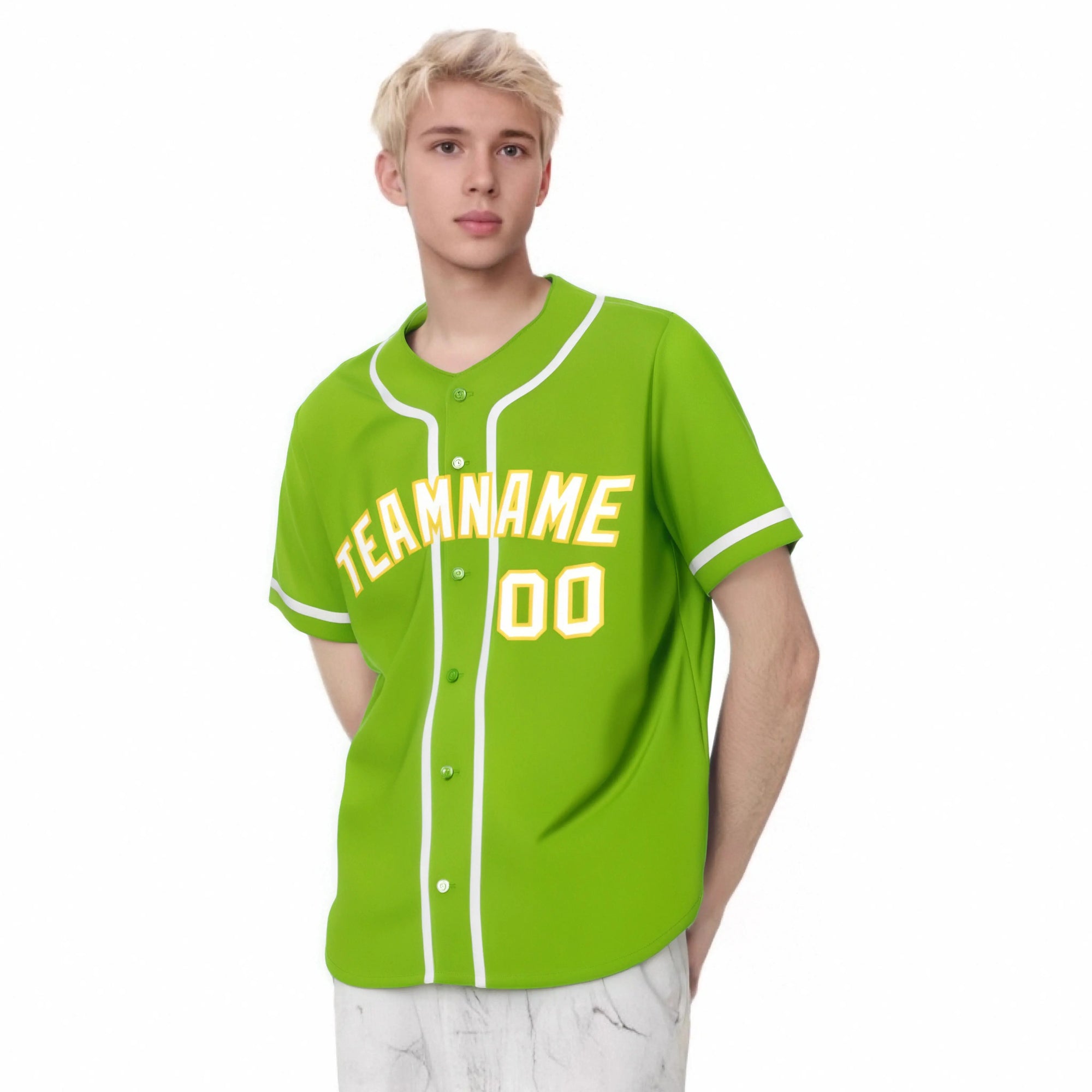 Custom Neon Green White Classic Style Authentic Baseball Jersey