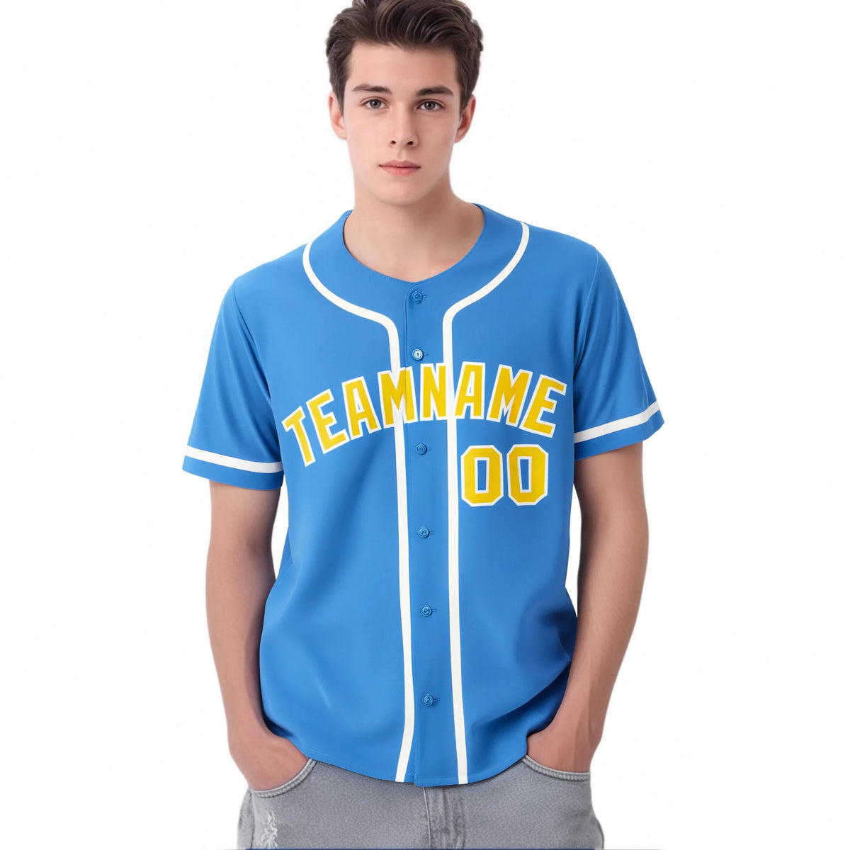 Custom Powder Blue White Classic Style Authentic Baseball Jersey