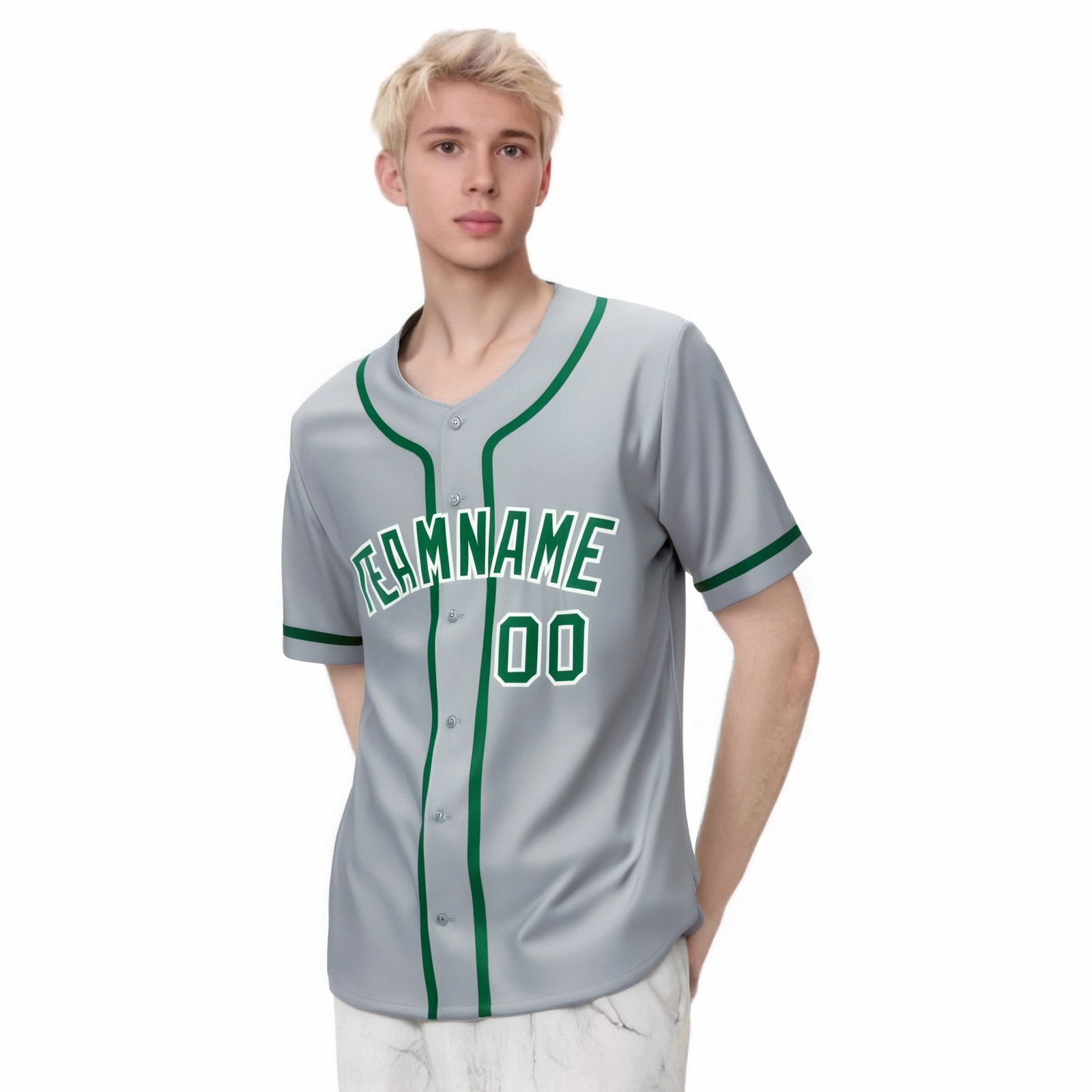 Custom Gray Kelly Green Classic Style Authentic Baseball Jersey