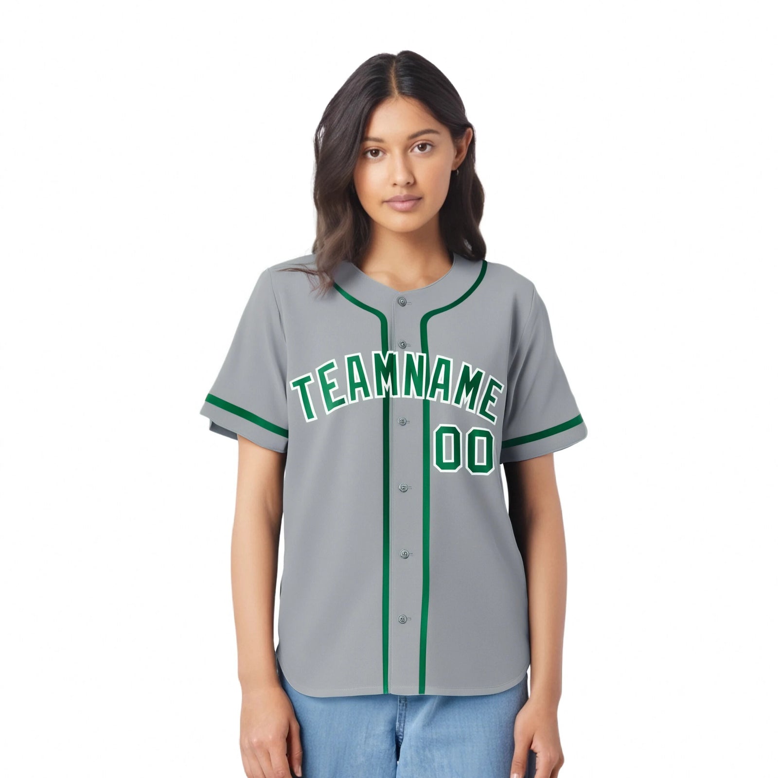 Custom Gray Kelly Green Classic Style Authentic Baseball Jersey