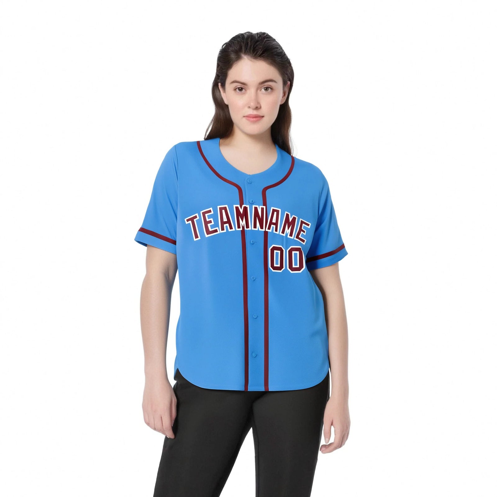 Custom Powder Blue Crimson Classic Style Authentic Baseball Jersey
