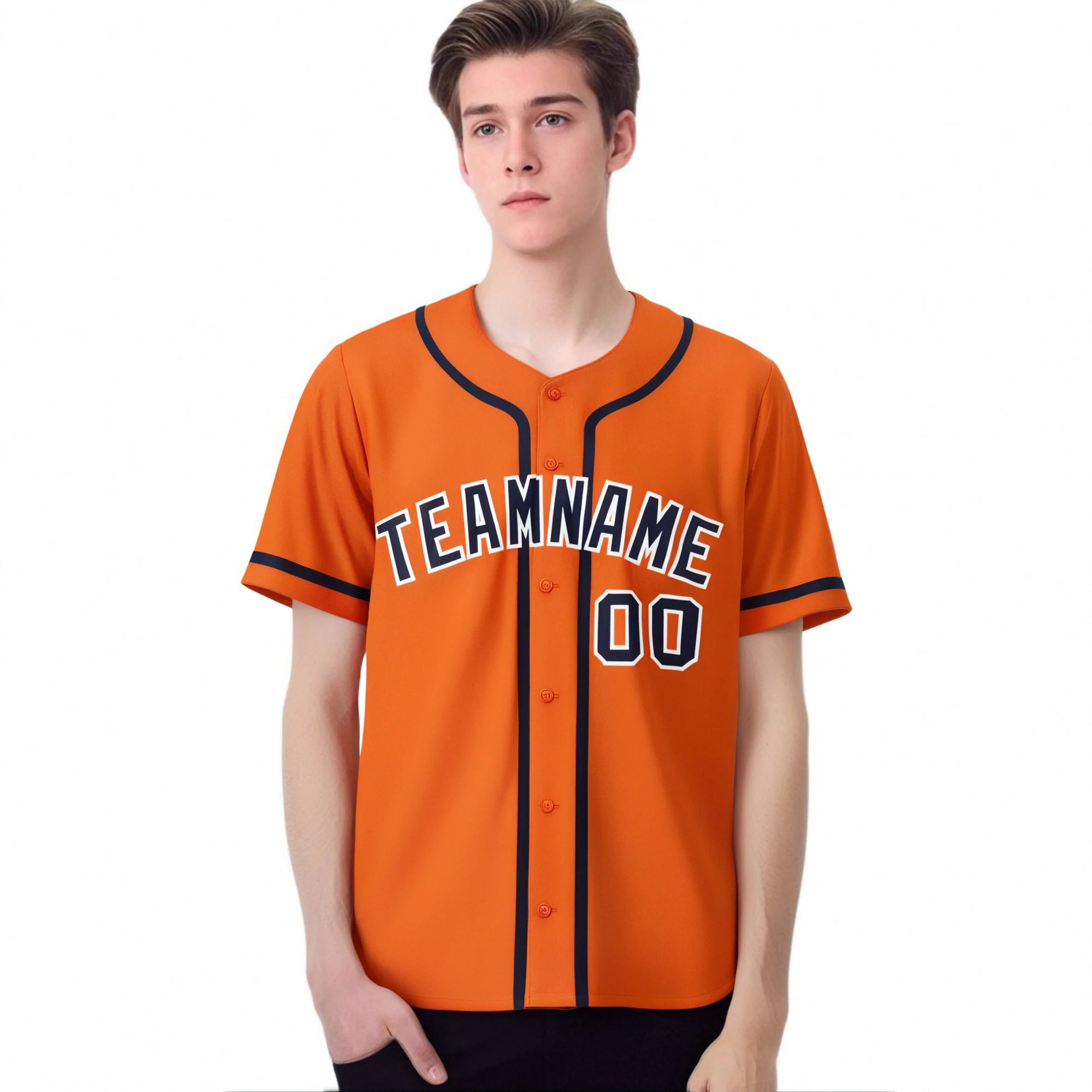 Custom Orange Navy Classic Style Authentic Baseball Jersey