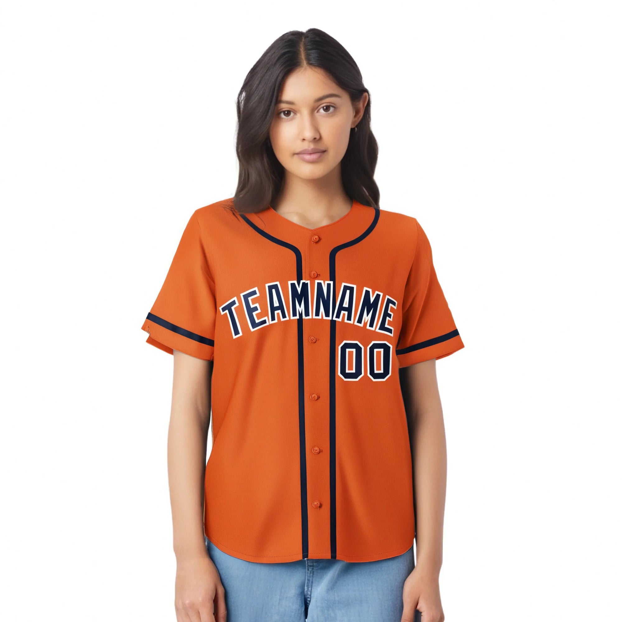 Custom Orange Navy Classic Style Authentic Baseball Jersey