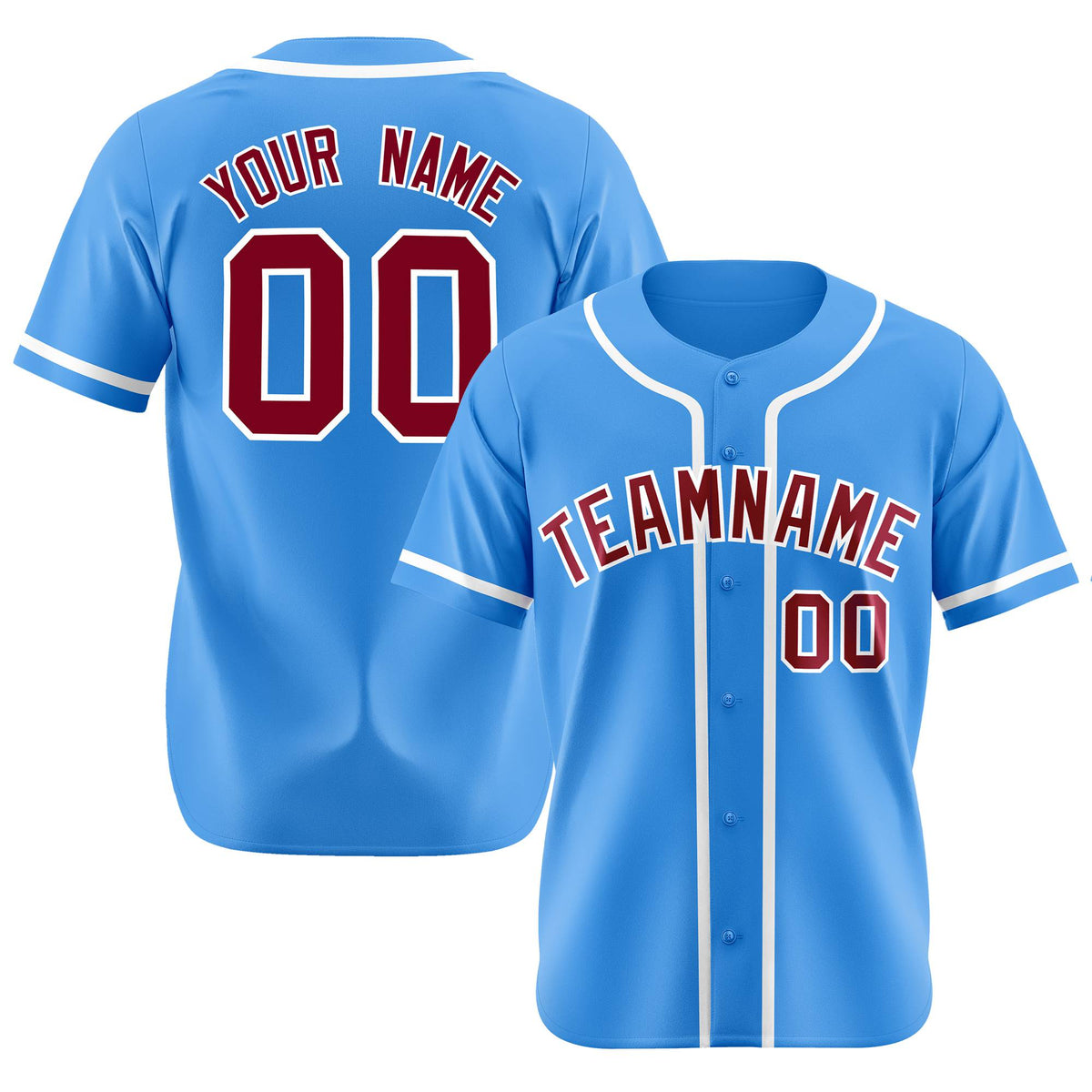 Custom Powder Blue White Classic Style Authentic Baseball Jersey