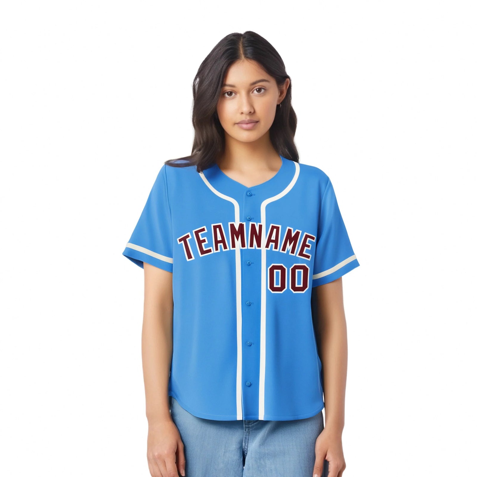 Custom Powder Blue White Classic Style Authentic Baseball Jersey