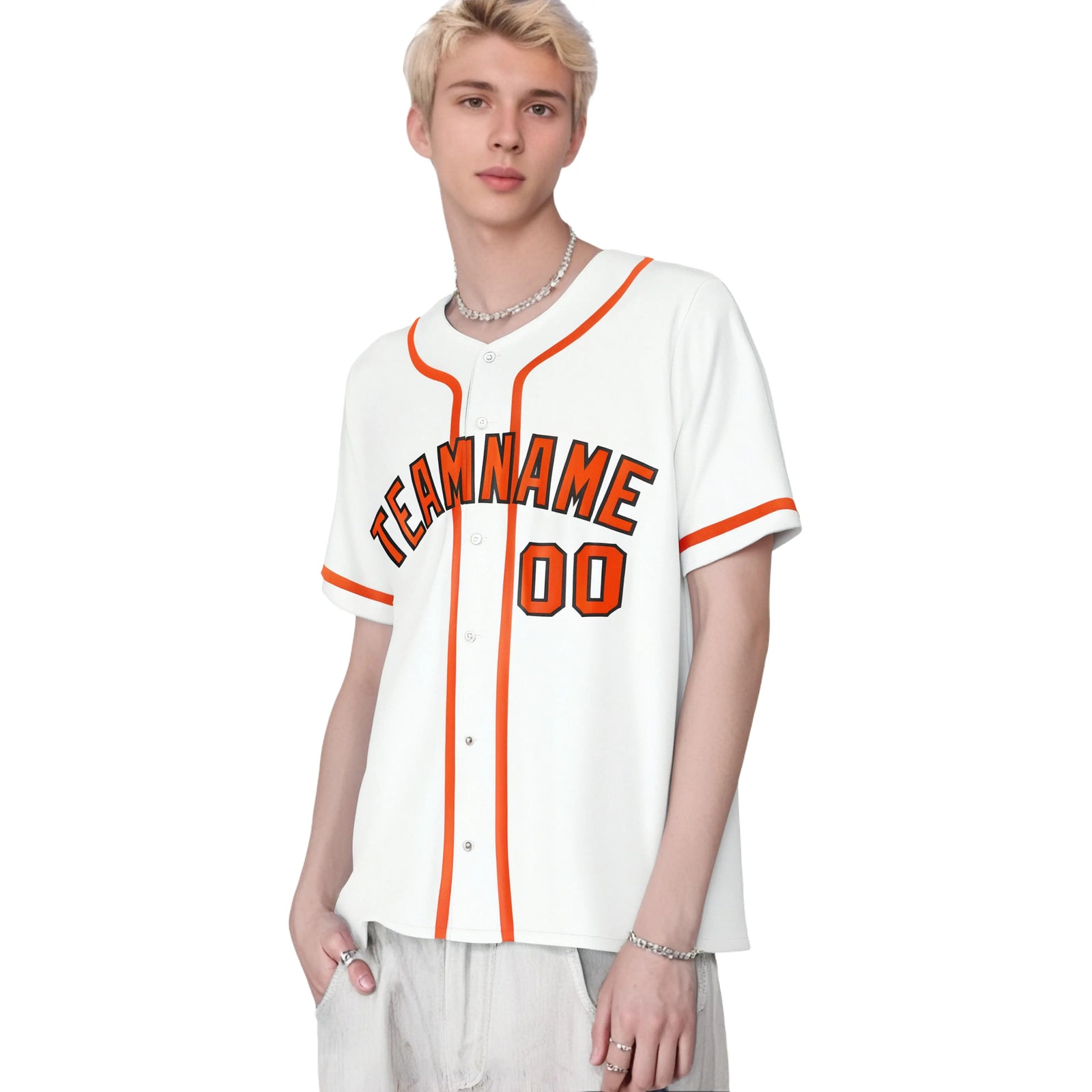 Custom White Orange Classic Style Authentic Baseball Jersey