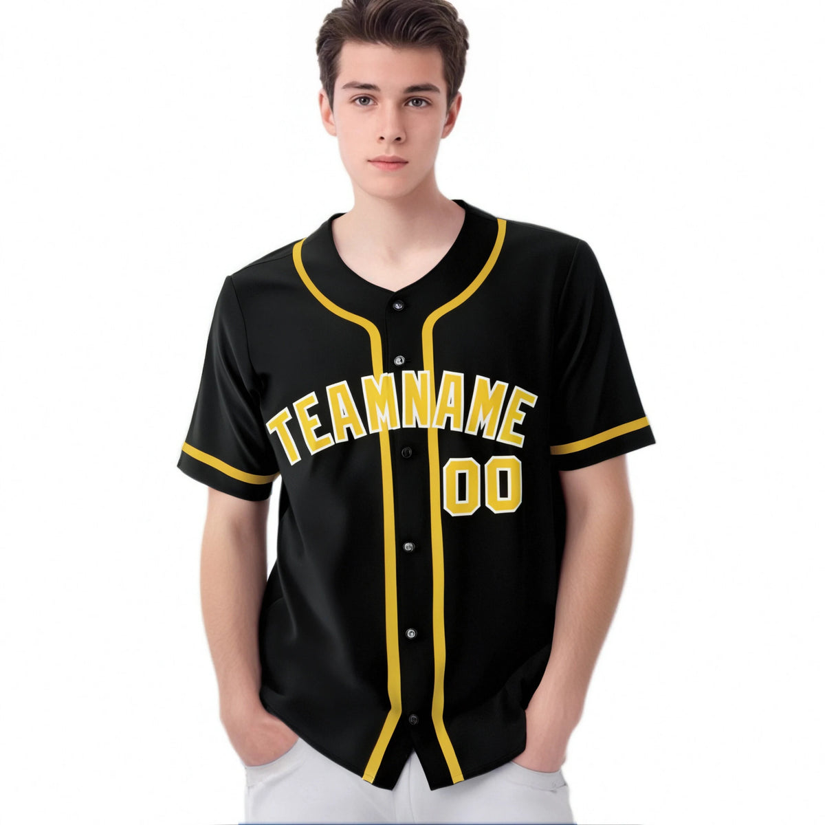 Custom Black Gold Classic Style Authentic Baseball Jersey