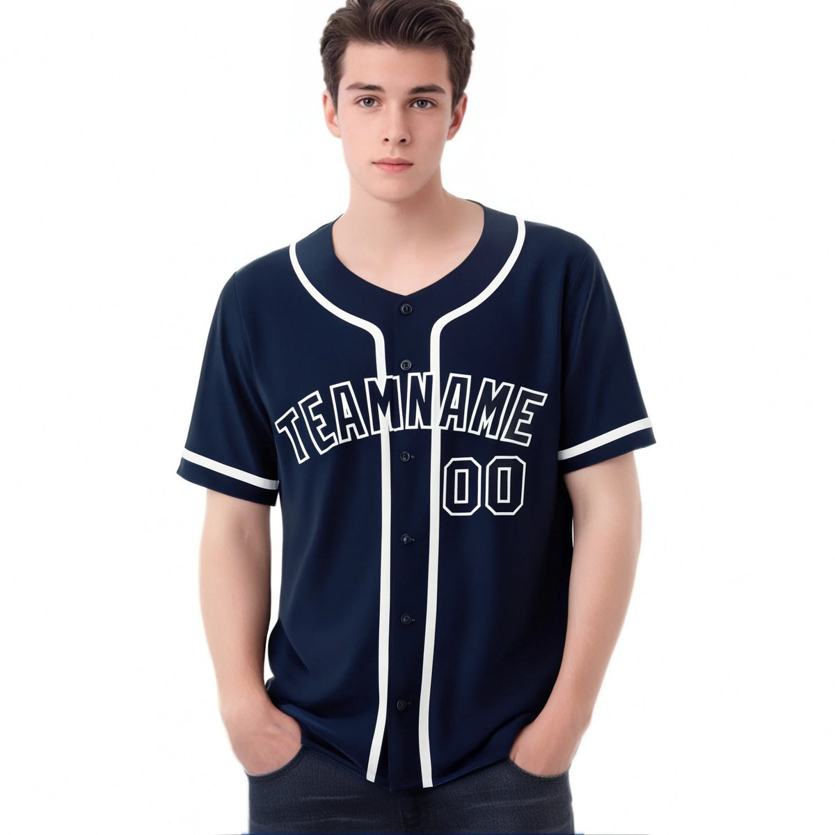 Custom Navy White Classic Style Authentic Baseball Jersey