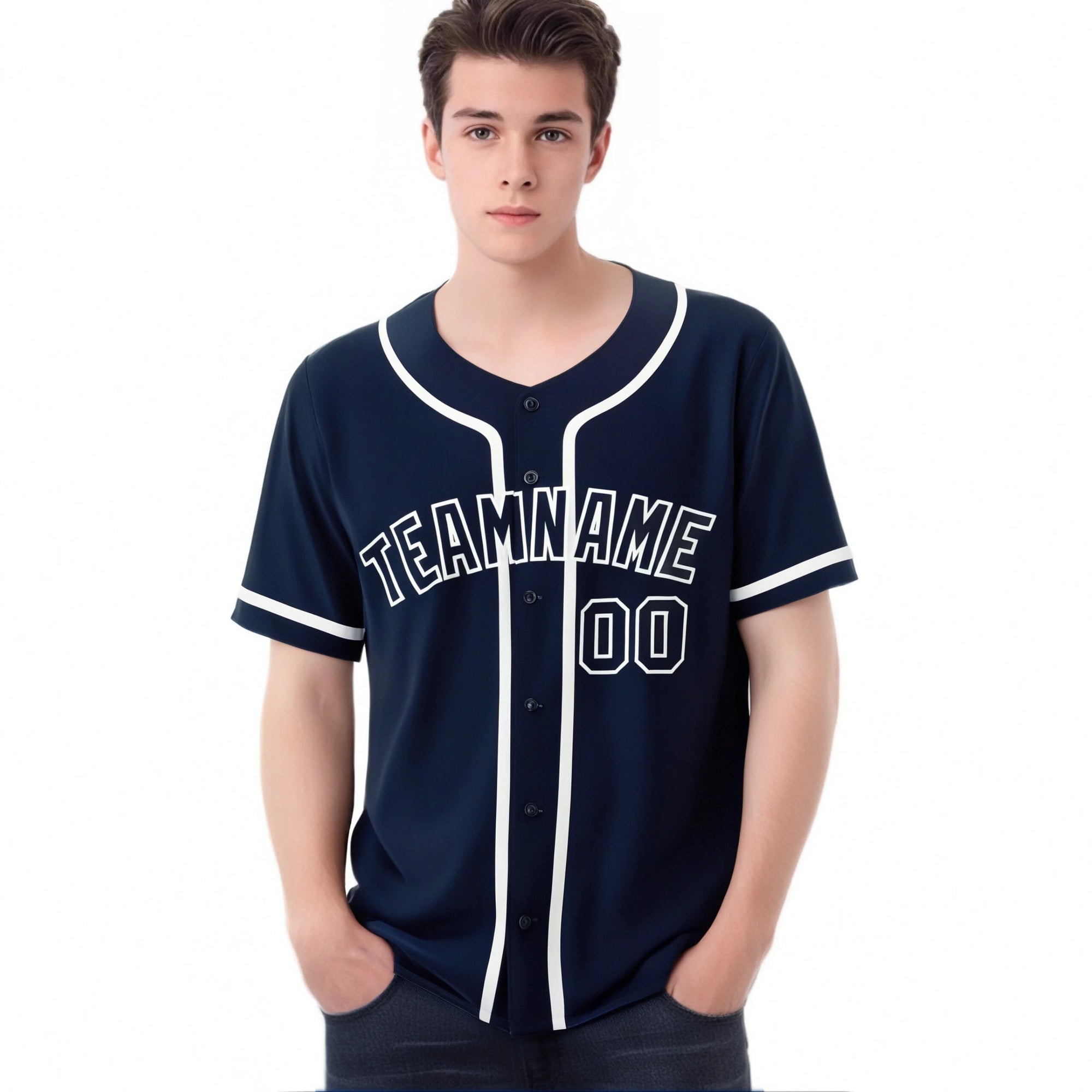 Custom Navy White Classic Style Authentic Baseball Jersey