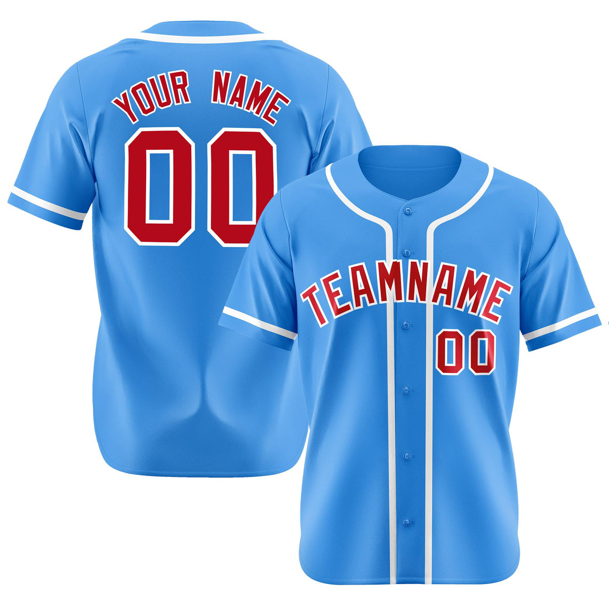 Custom Powder Blue White Classic Style Authentic Baseball Jersey