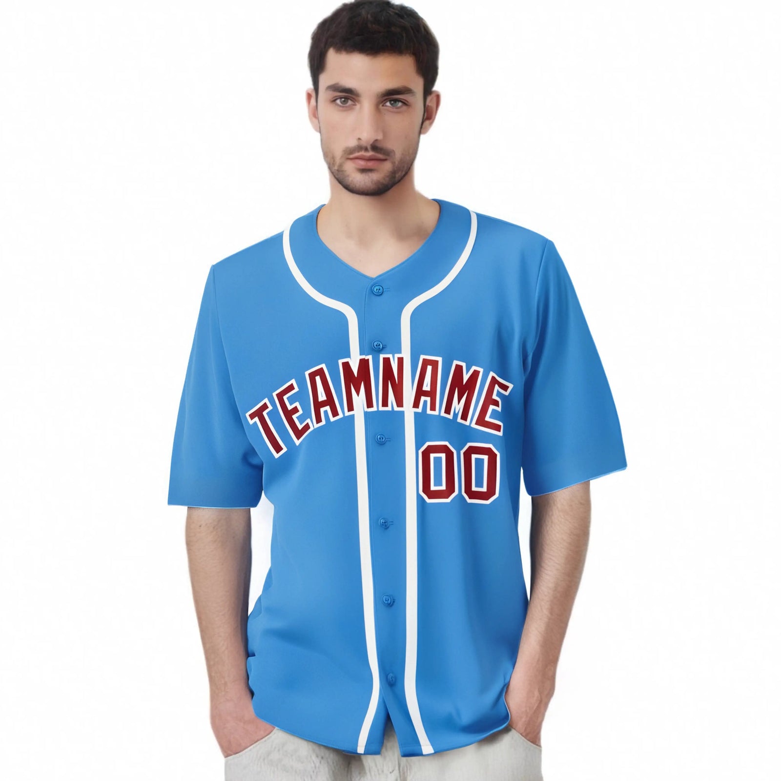 Custom Powder Blue White Classic Style Authentic Baseball Jersey