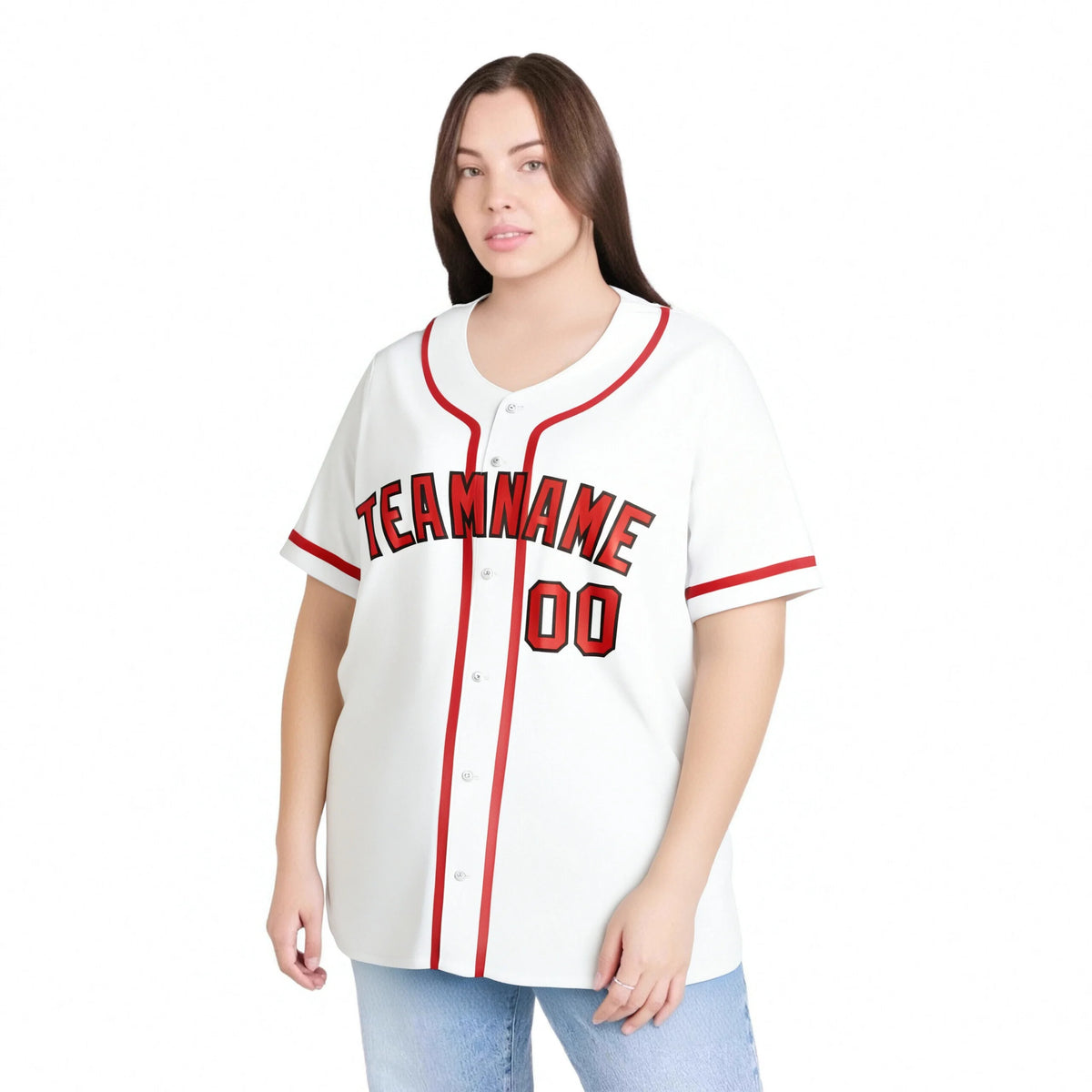 Custom White Red Classic Style Authentic Baseball Jersey
