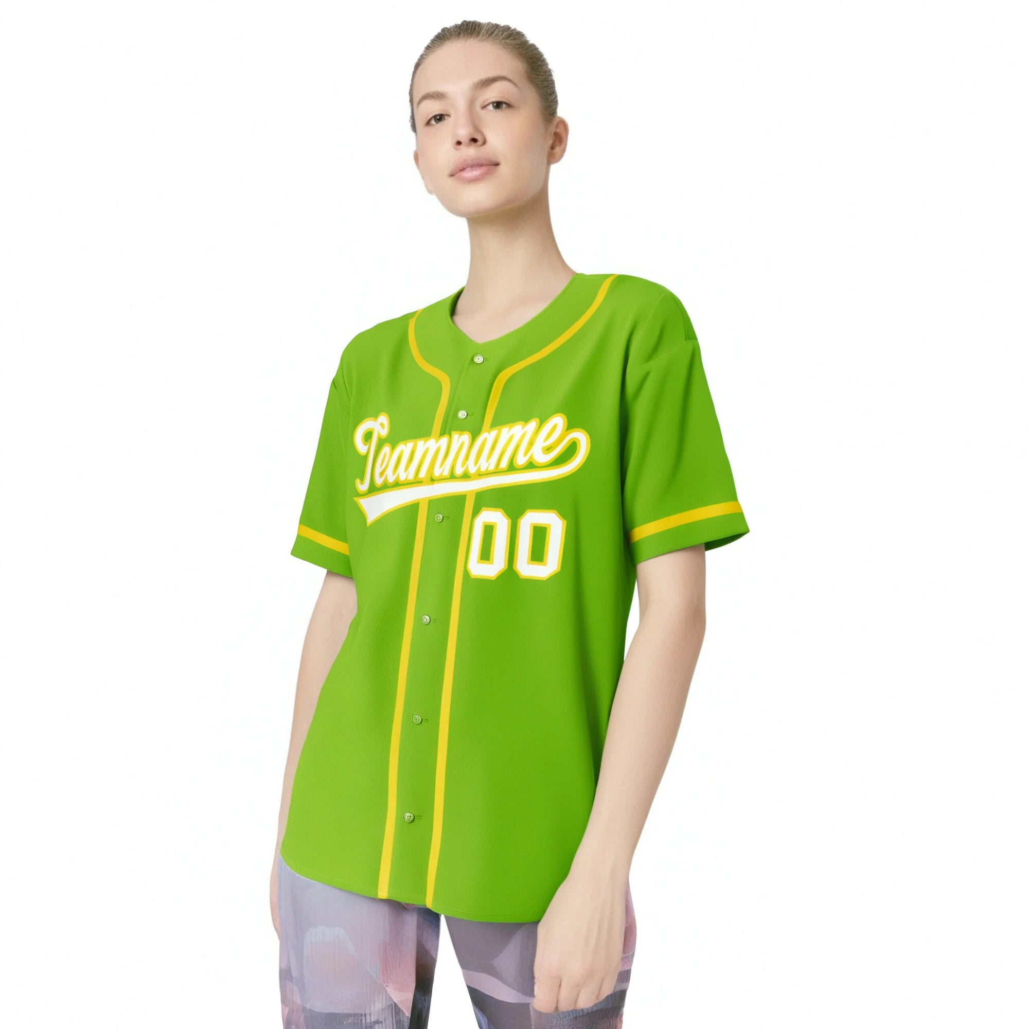 Custom Neon Green Gold-White Classic Style Authentic Baseball Jersey