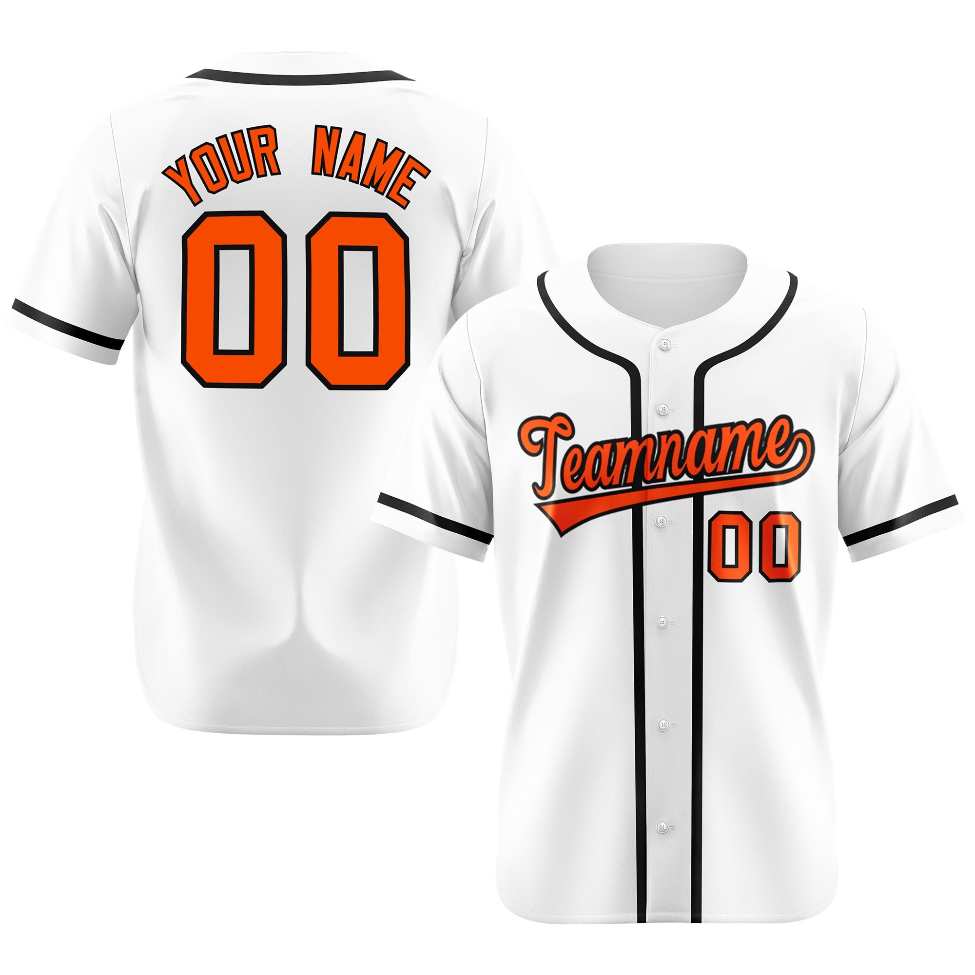 Custom White Black-Orange Classic Style Authentic Baseball Jersey