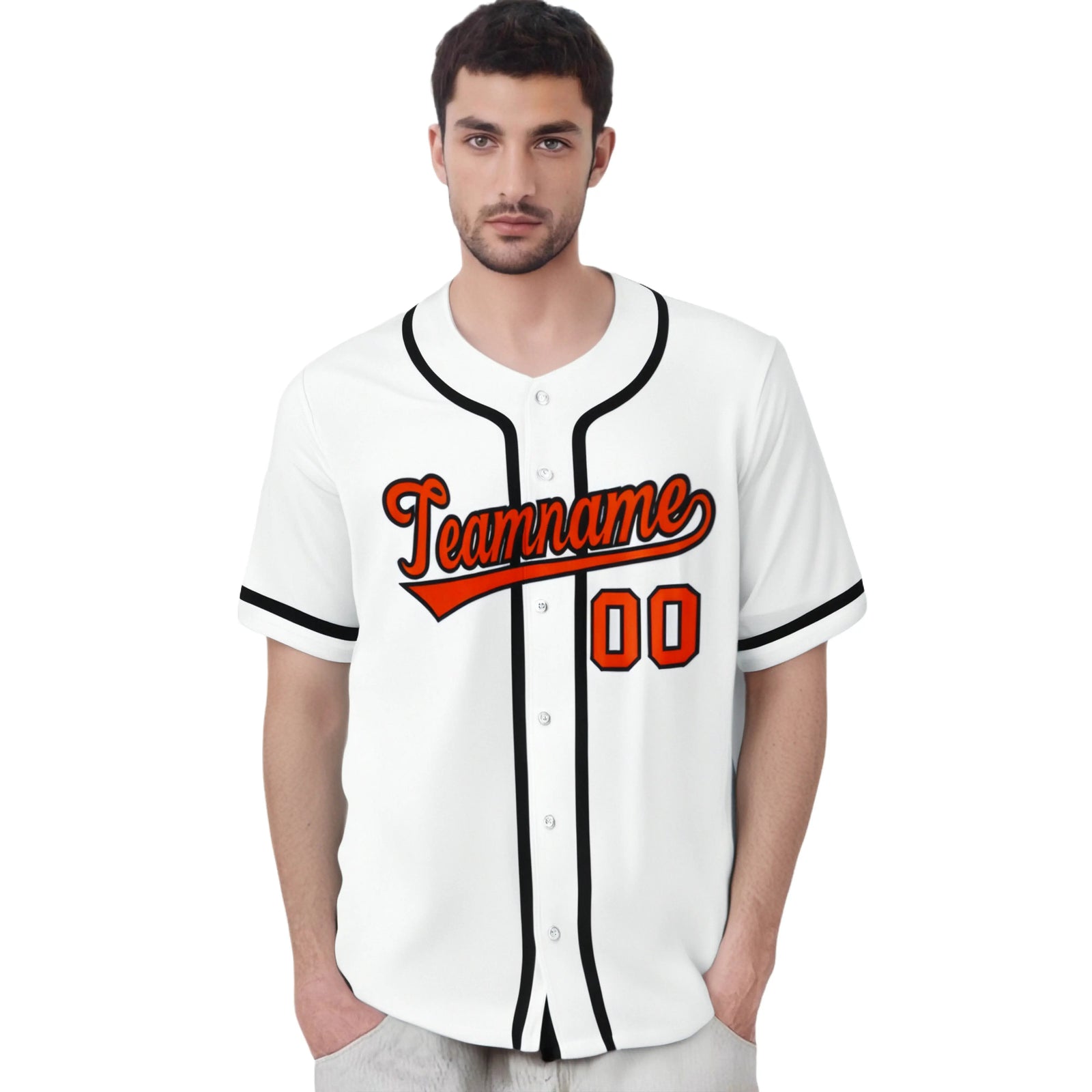 Custom White Black-Orange Classic Style Authentic Baseball Jersey