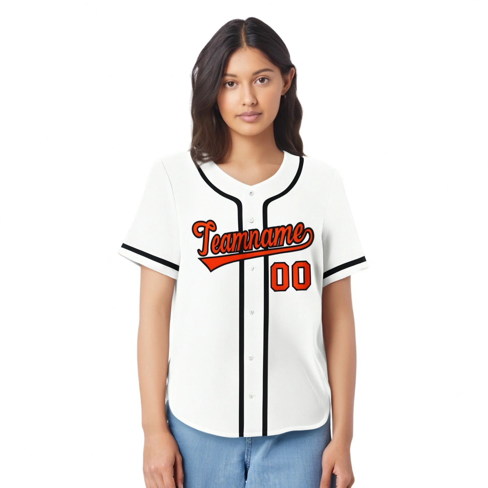 Custom White Black-Orange Classic Style Authentic Baseball Jersey