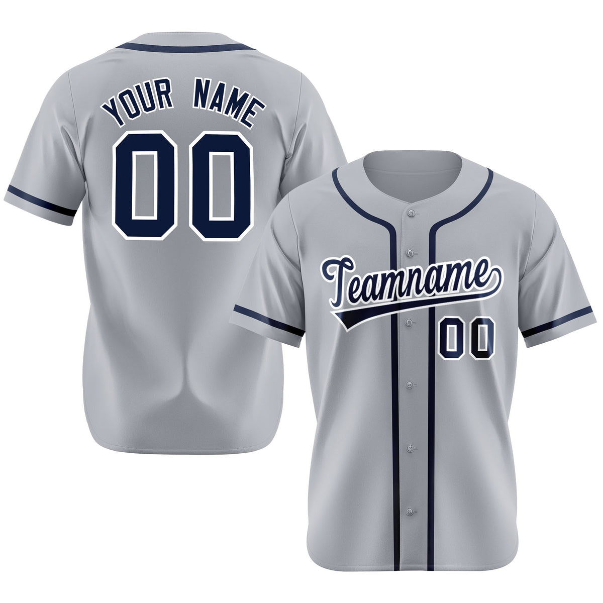 Custom Gray Navy Classic Style Authentic Baseball Jersey