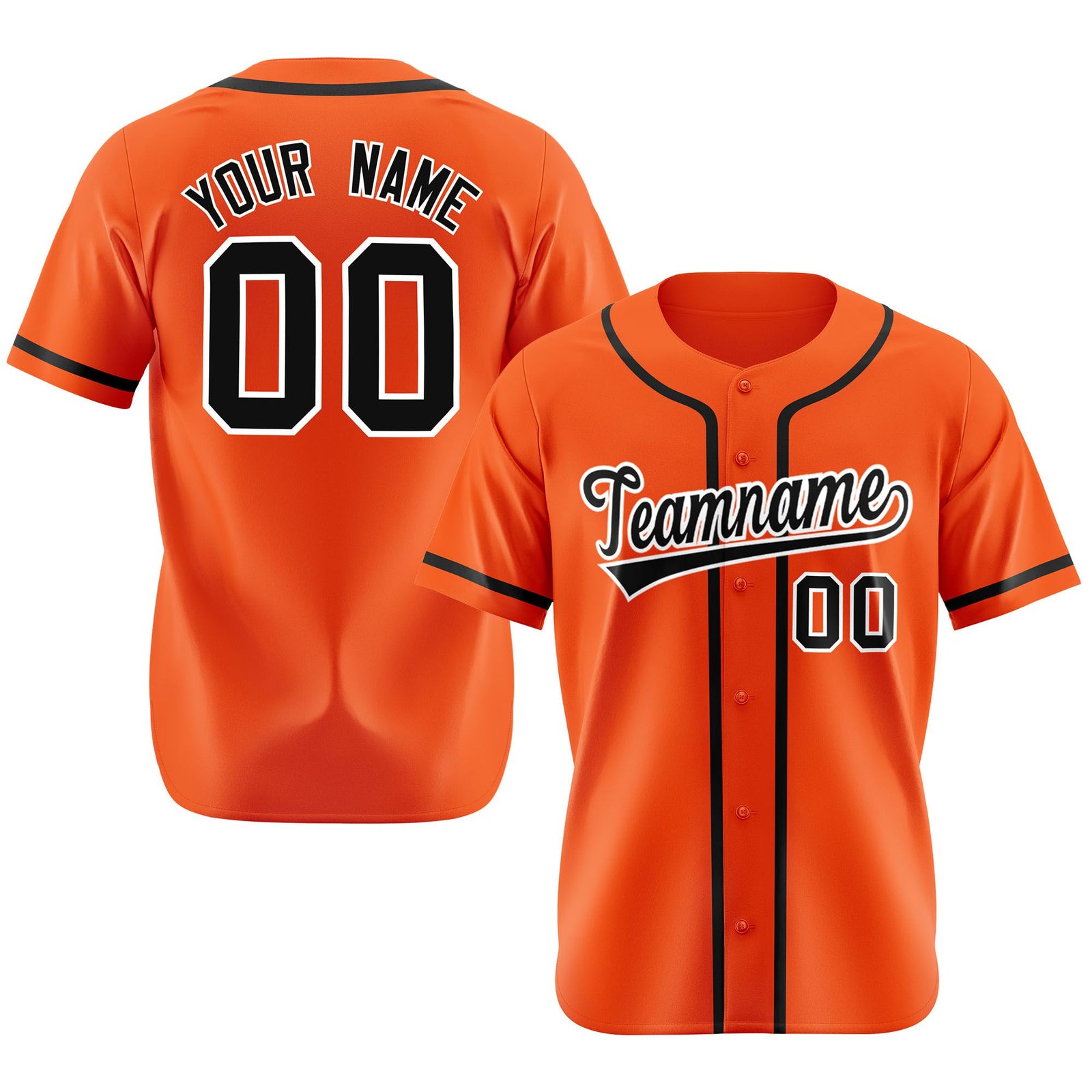 Custom Orange Black Classic Style Authentic Baseball Jersey